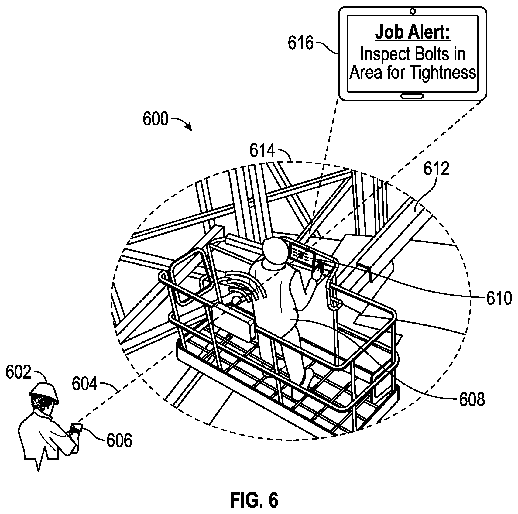 Patent US12323886 Figure 6 – Automatic connection to work site equipment groupings