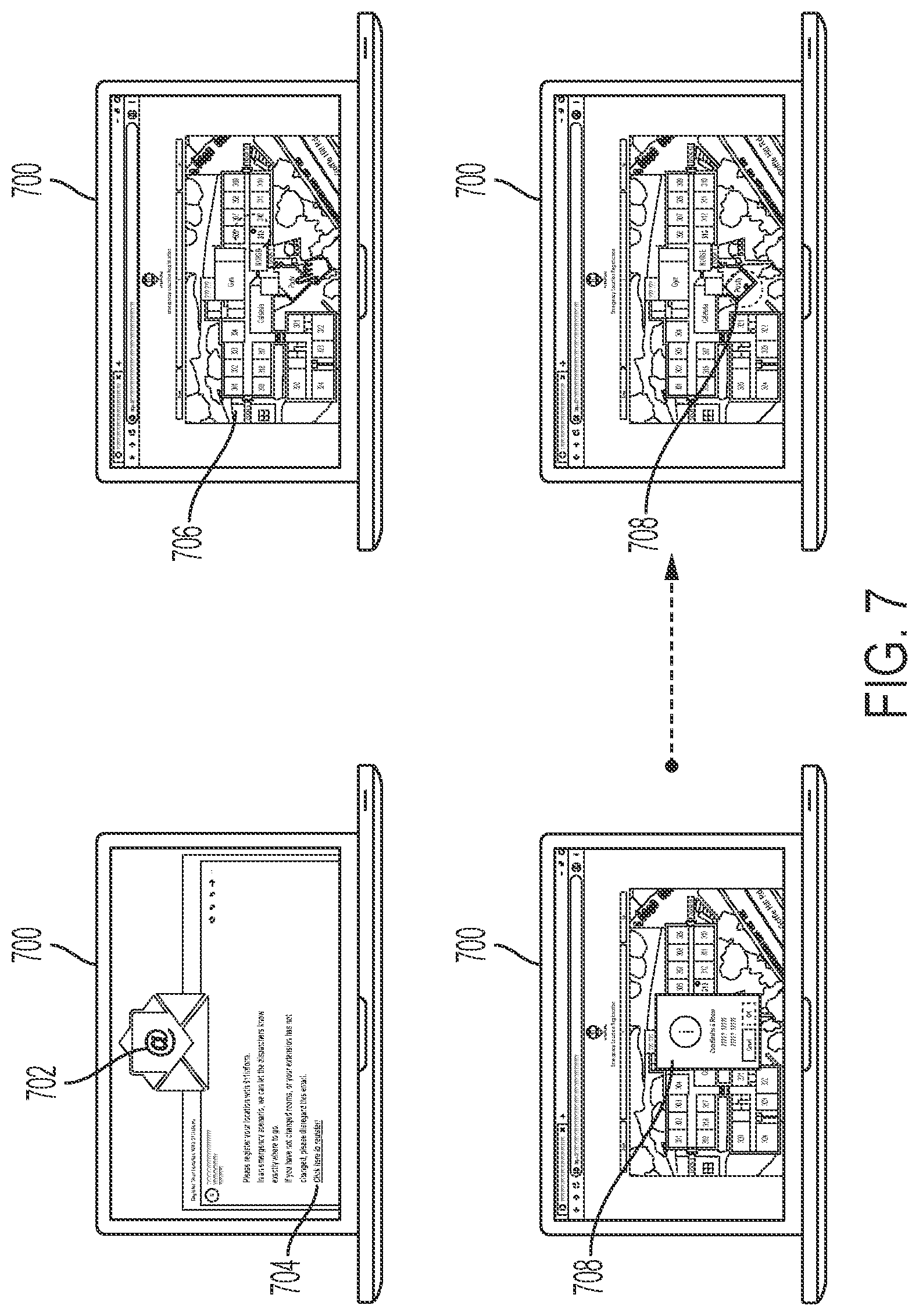 Patent US12323895 Figure 7 – Geospatial physical location for emergency services calls using voice over internet protocol or multi-line telephone system