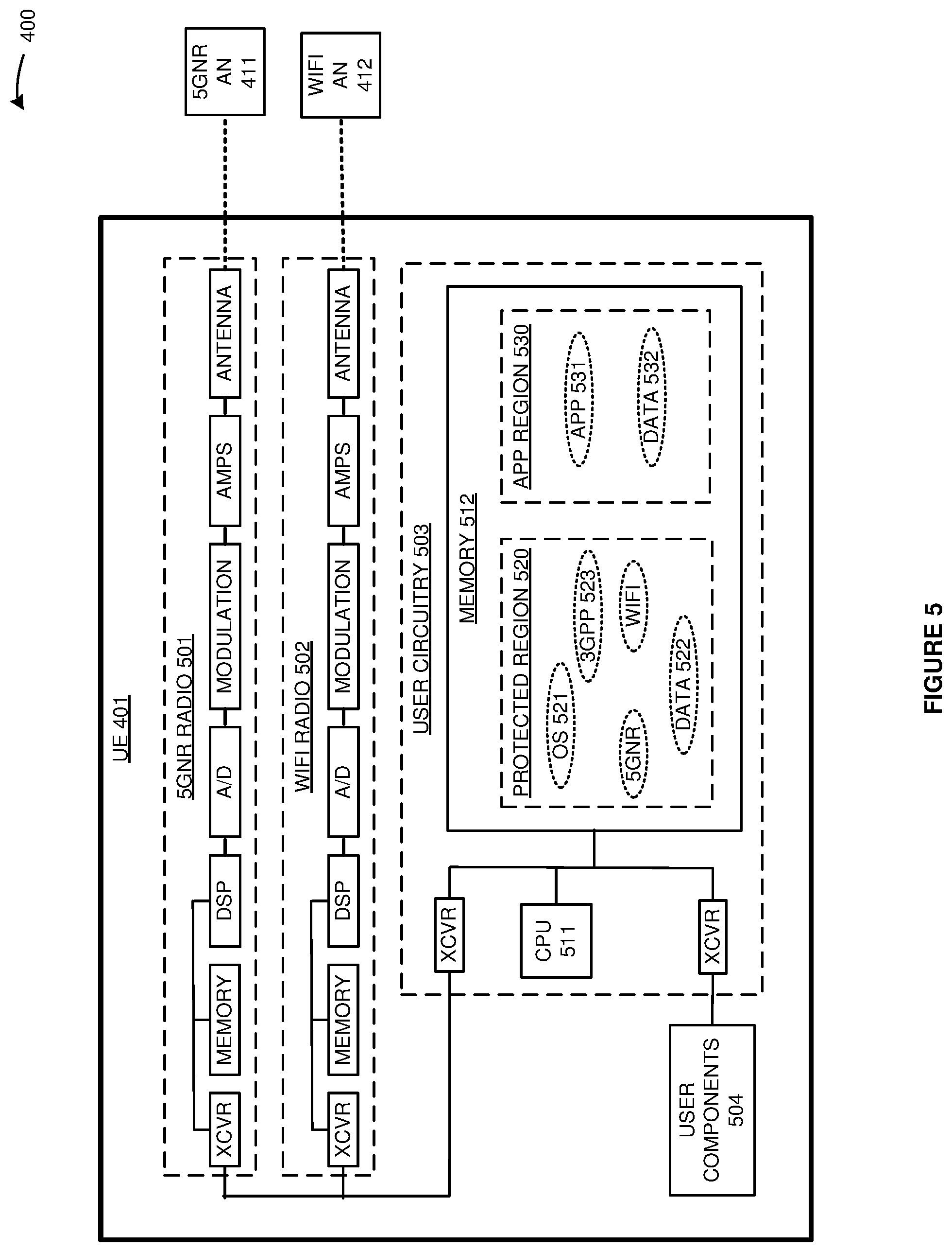 Patent US12323990 Figure 5 – Memory access for a user application in a wireless communication device