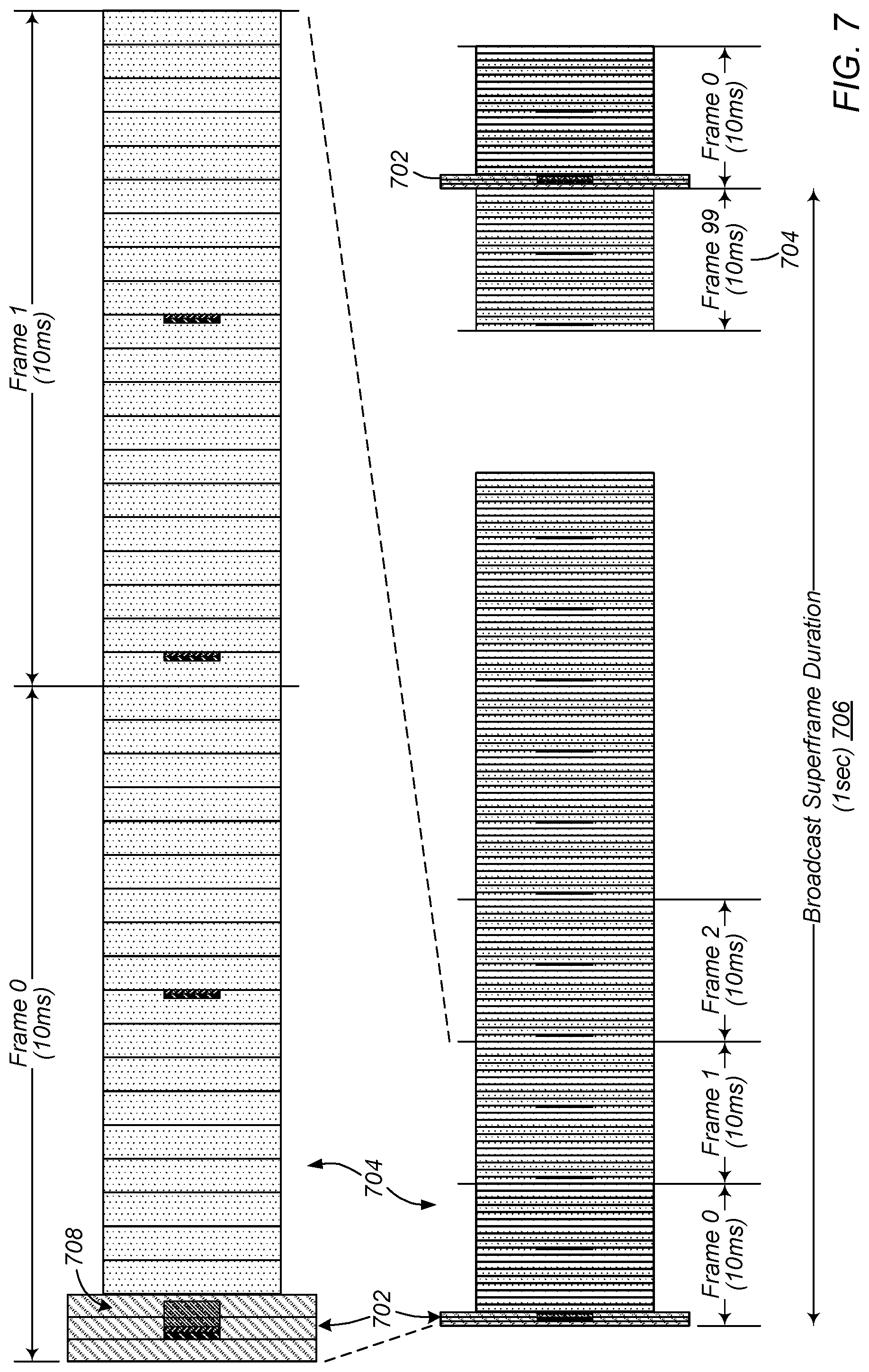 Patent US12324047 Figure 6 – Shared spectrum access for broadcast and bi-directional, packet-switched communications