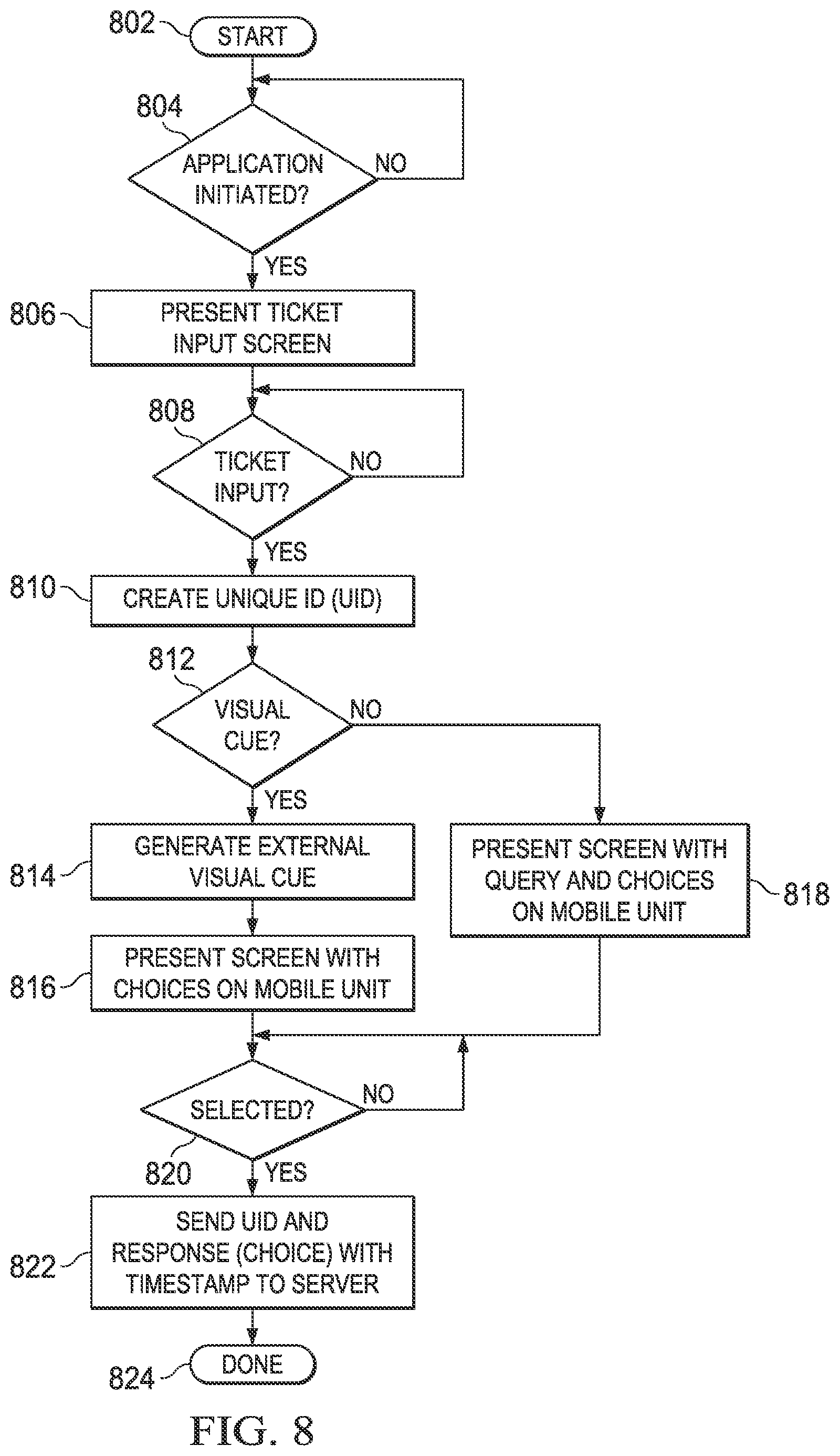 Patent US12324060 Figure 8 – System and method for using a mobile device as an input device for surveys at a live event