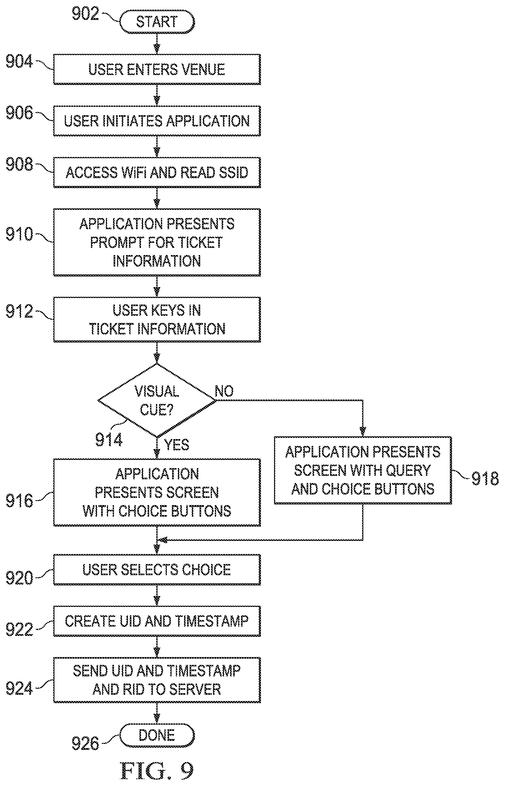 Patent US12324060 Figure 9 – System and method for using a mobile device as an input device for surveys at a live event