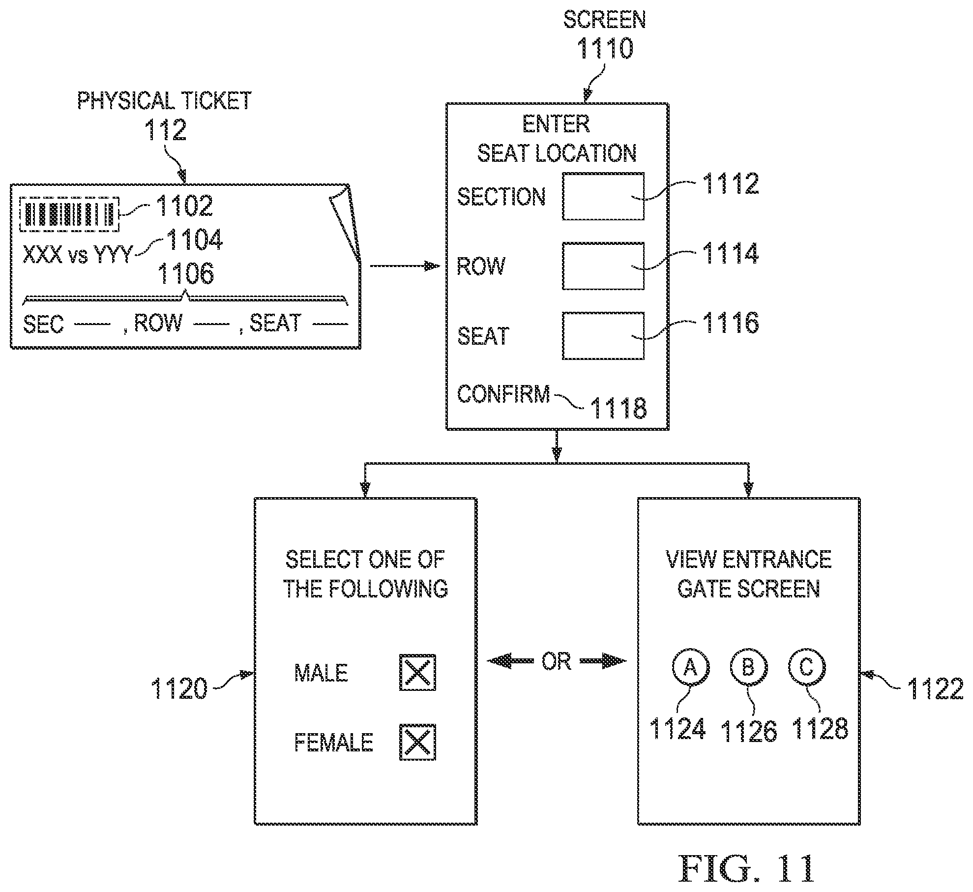 Patent US12324060 Figure 11 – System and method for using a mobile device as an input device for surveys at a live event