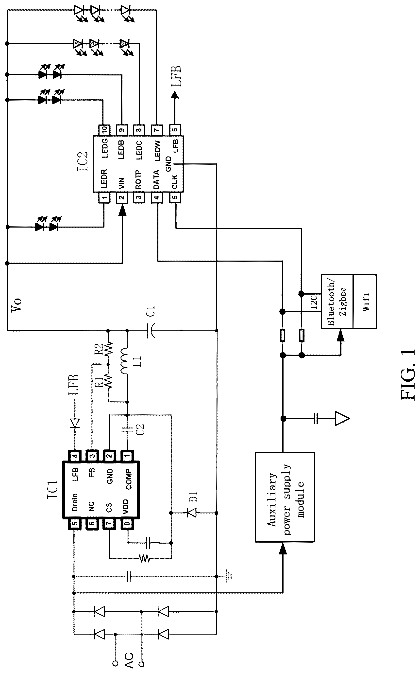 Patent US12324065 Figure 1 – Dimming control circuit, dimming control method, and LED driver circuit