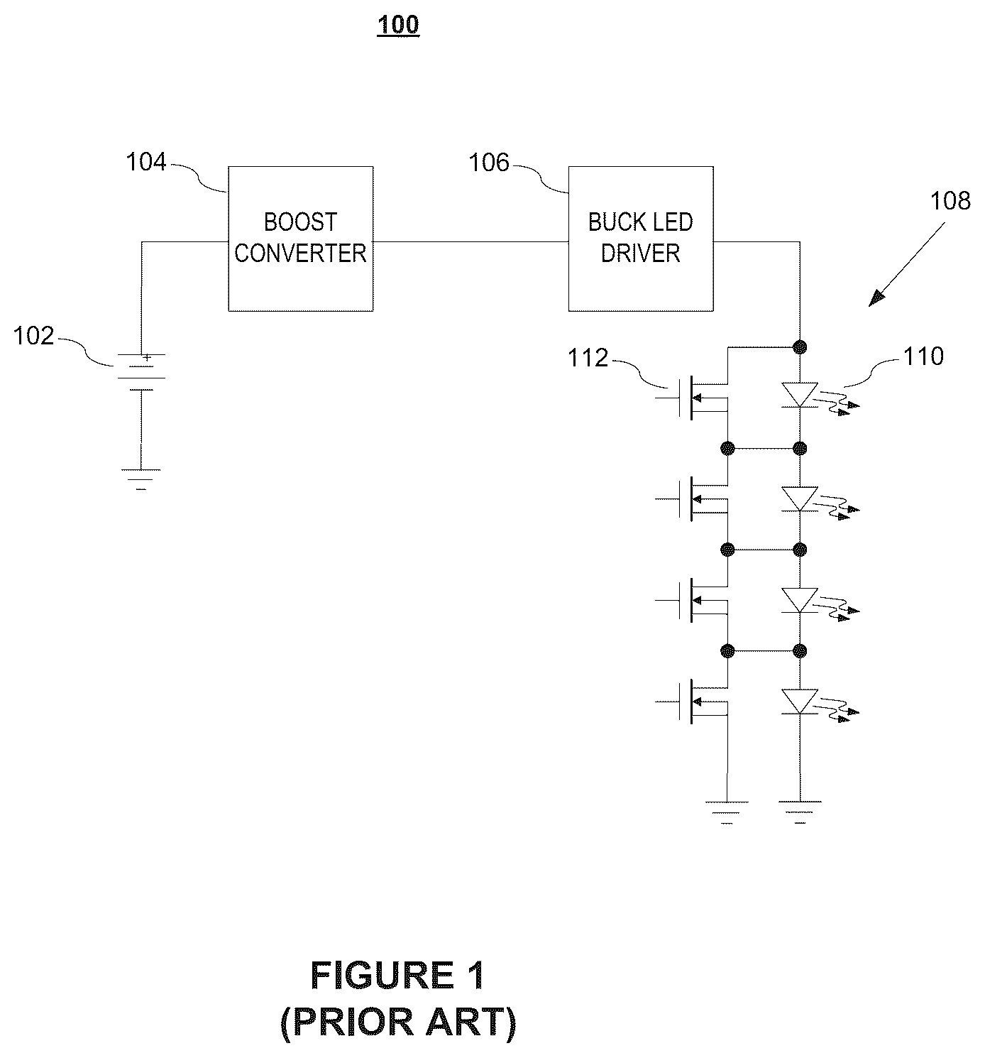Patent US12324070 — H-bridge buck-boost for adaptive driving beam headlamps — Figure 1