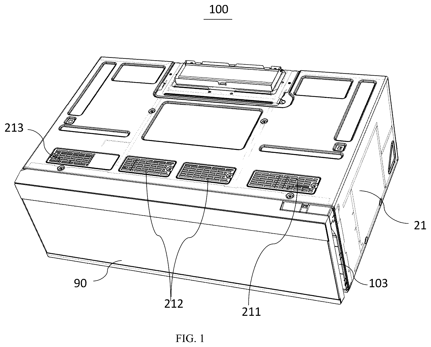 Patent US12324082 Figure 1 – Combination microwave and hood system