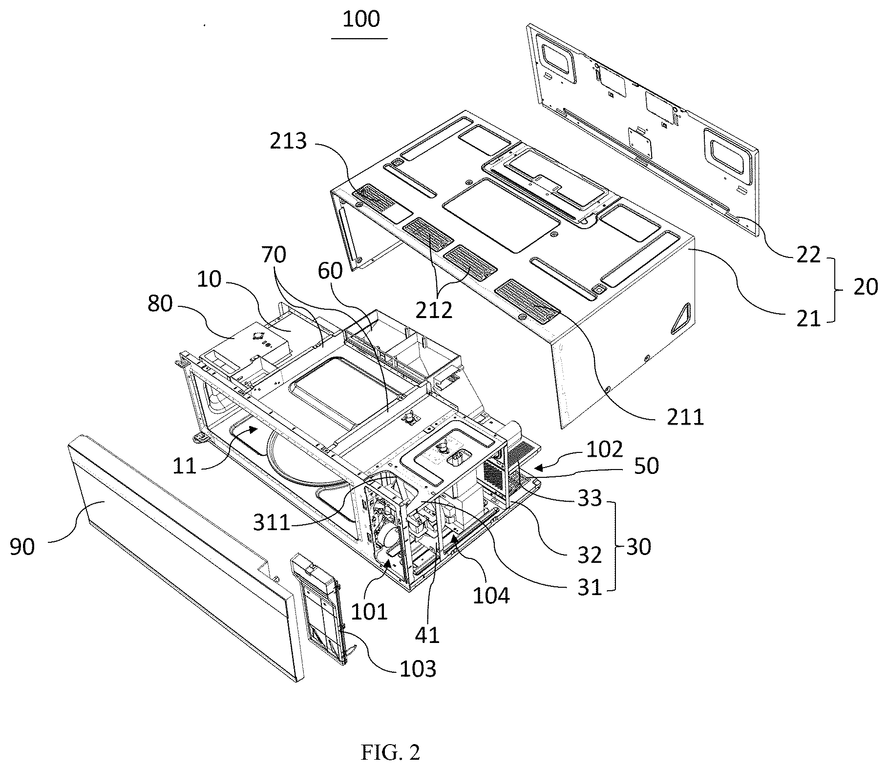 Patent US12324082 Figure 2 – Combination microwave and hood system