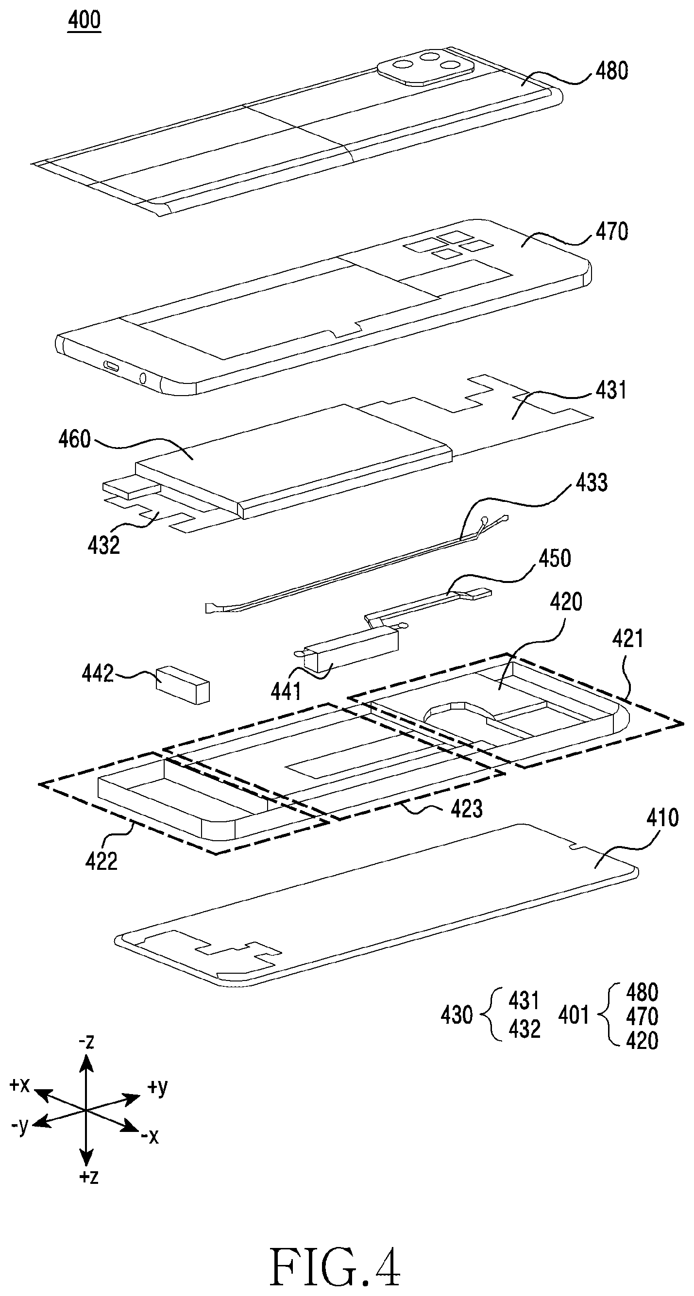 Patent US12324090 Figure 5 – Electronic device comprising antenna module and coaxial cable