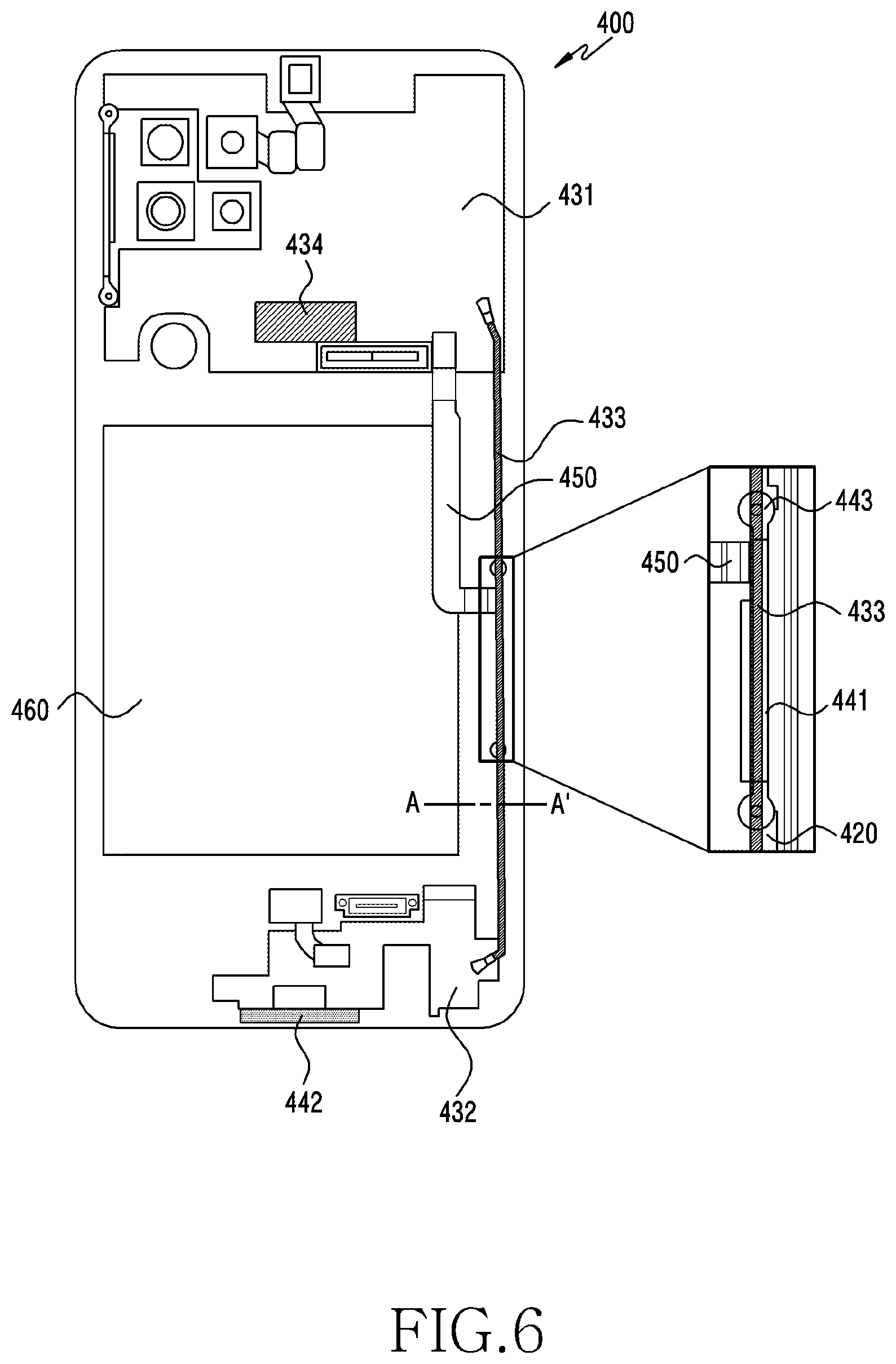 Patent US12324090 Figure 7 – Electronic device comprising antenna module and coaxial cable