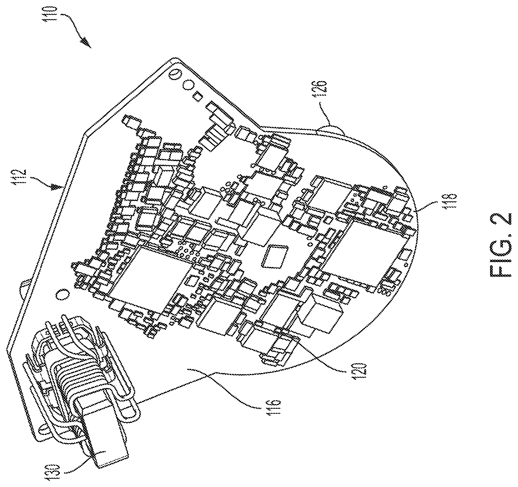 Patent US12324093 Figure 2 – Single circuit board assembly with logic and power components