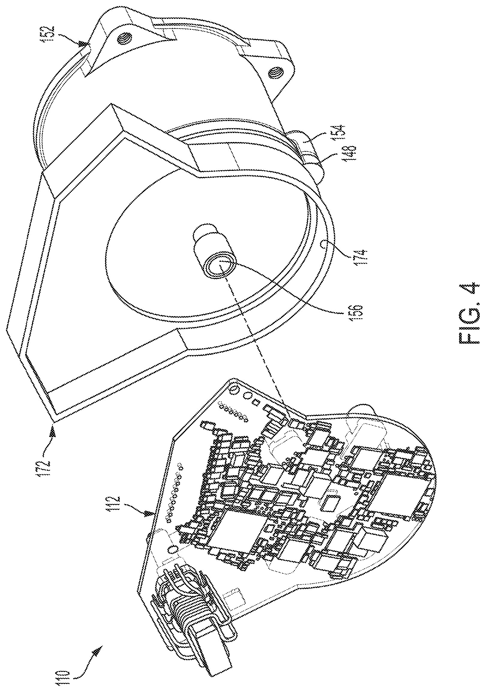 Patent US12324093 Figure 4 – Single circuit board assembly with logic and power components