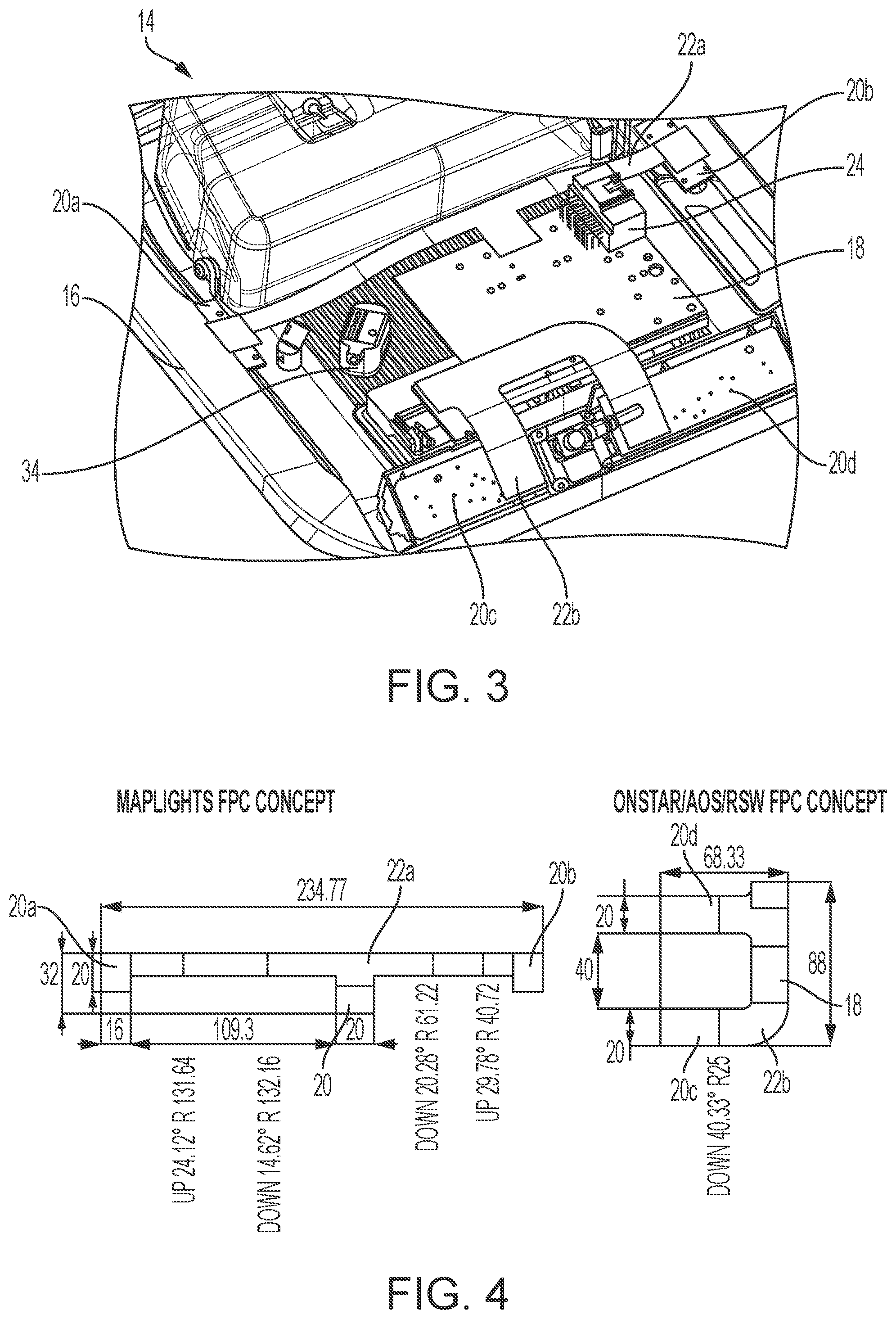 Patent US12324099 Figure 3 – Vehicular overhead console with flexible circuit board