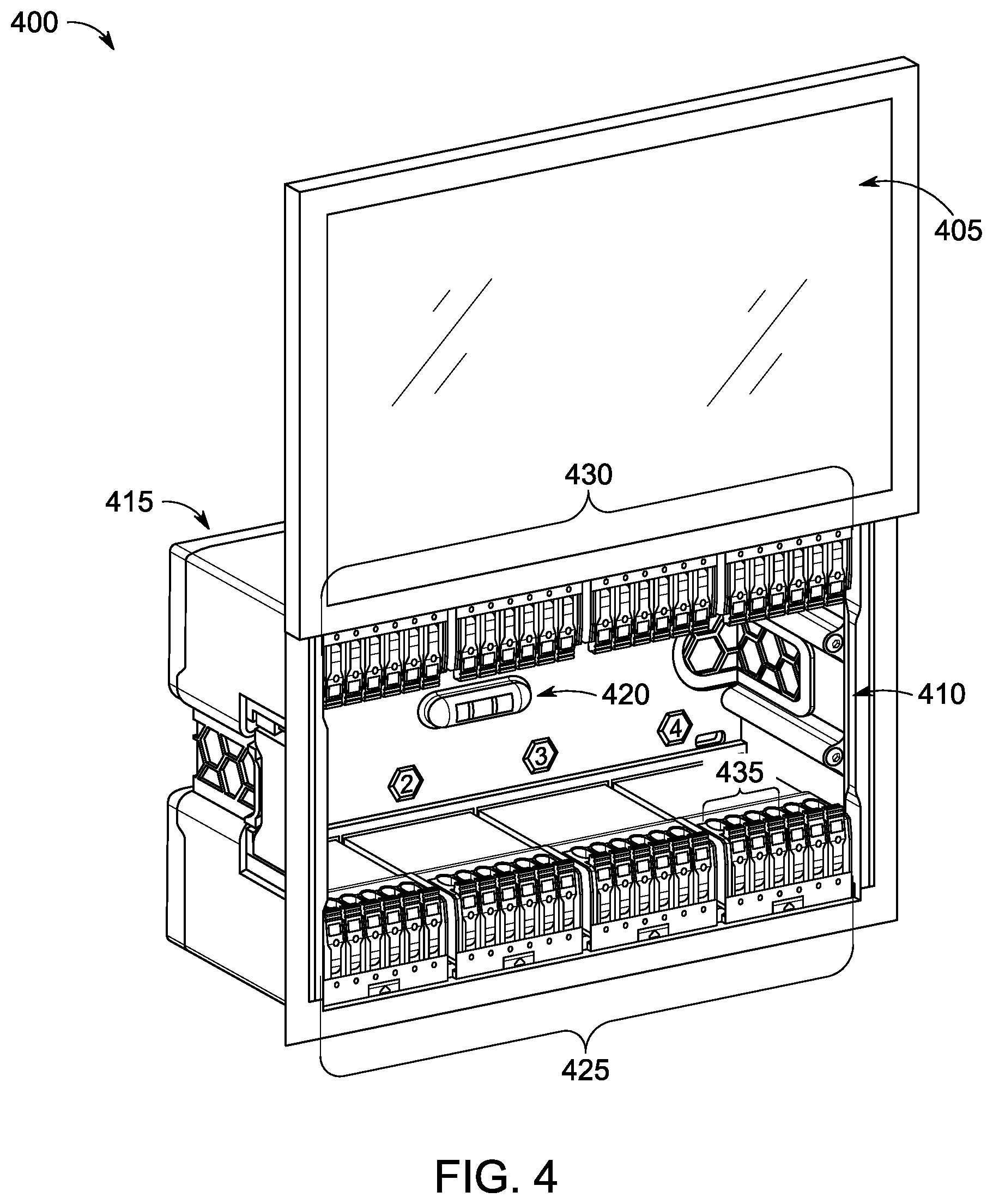 Patent US12324120 Figure 4 – Control system having an adjacent electronic display for auto labeling and guided wiring