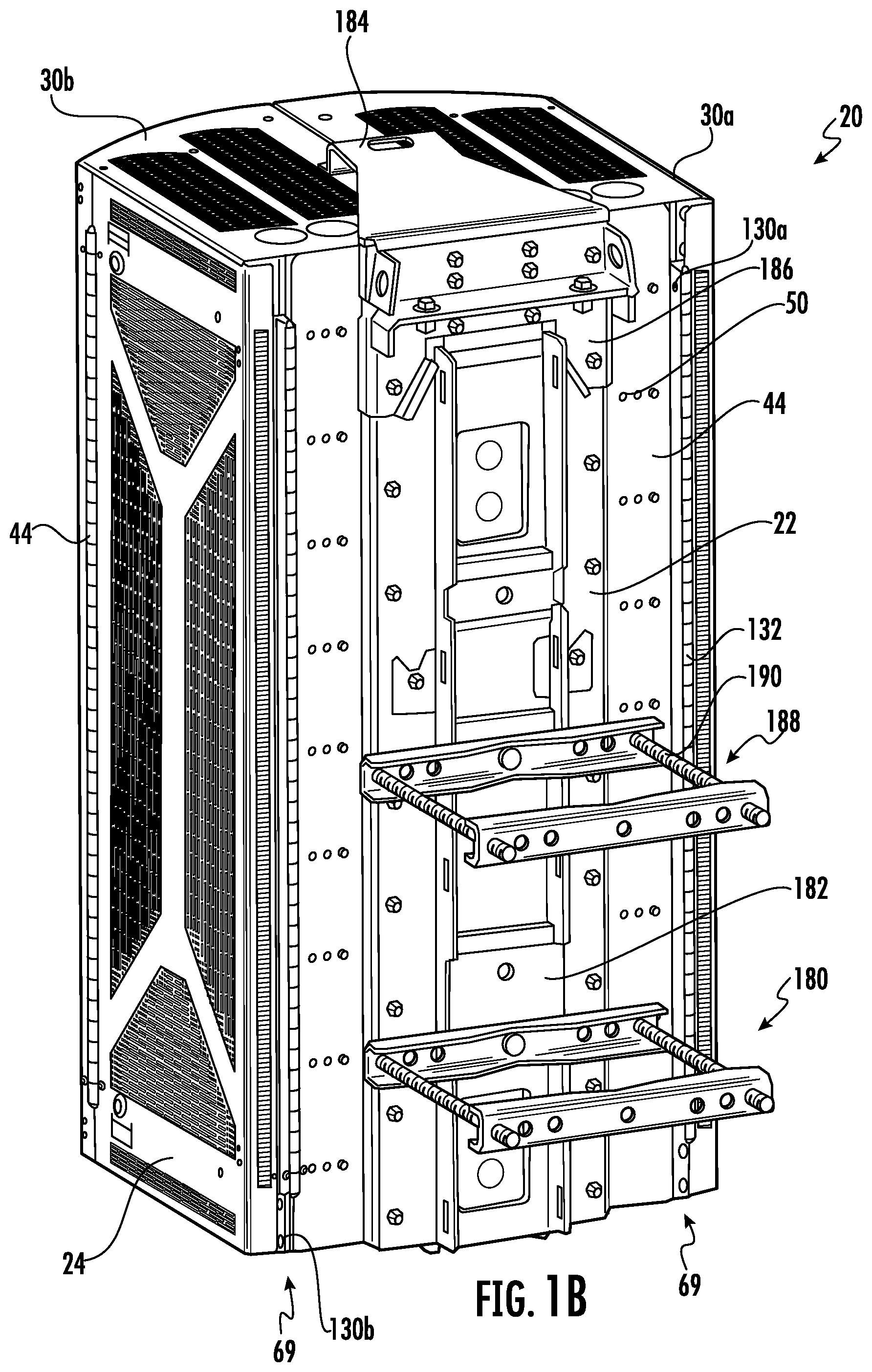 Patent US12324121 Figure 2 – Outdoor electronics enclosure with modular structure