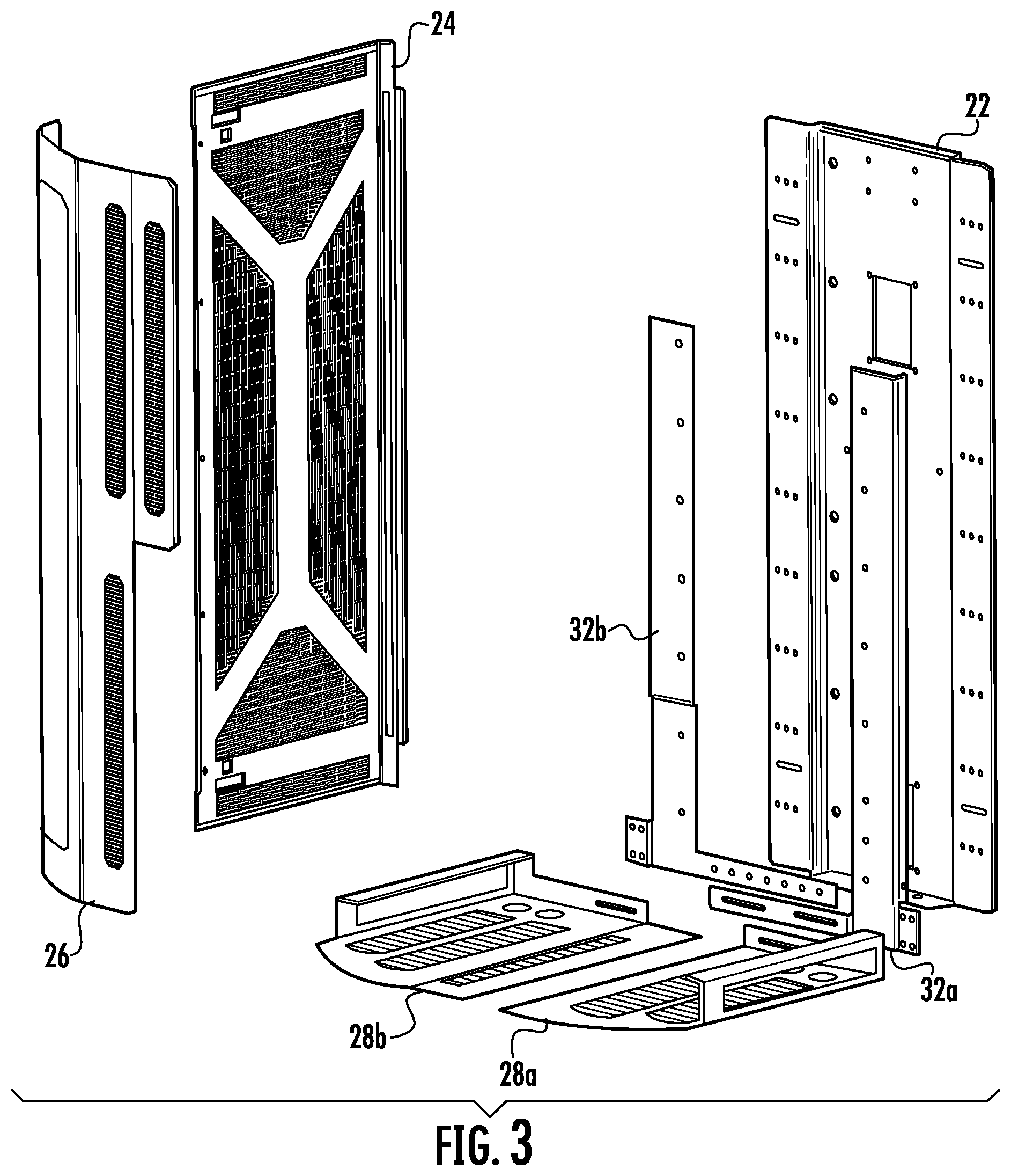 Patent US12324121 Figure 4 – Outdoor electronics enclosure with modular structure