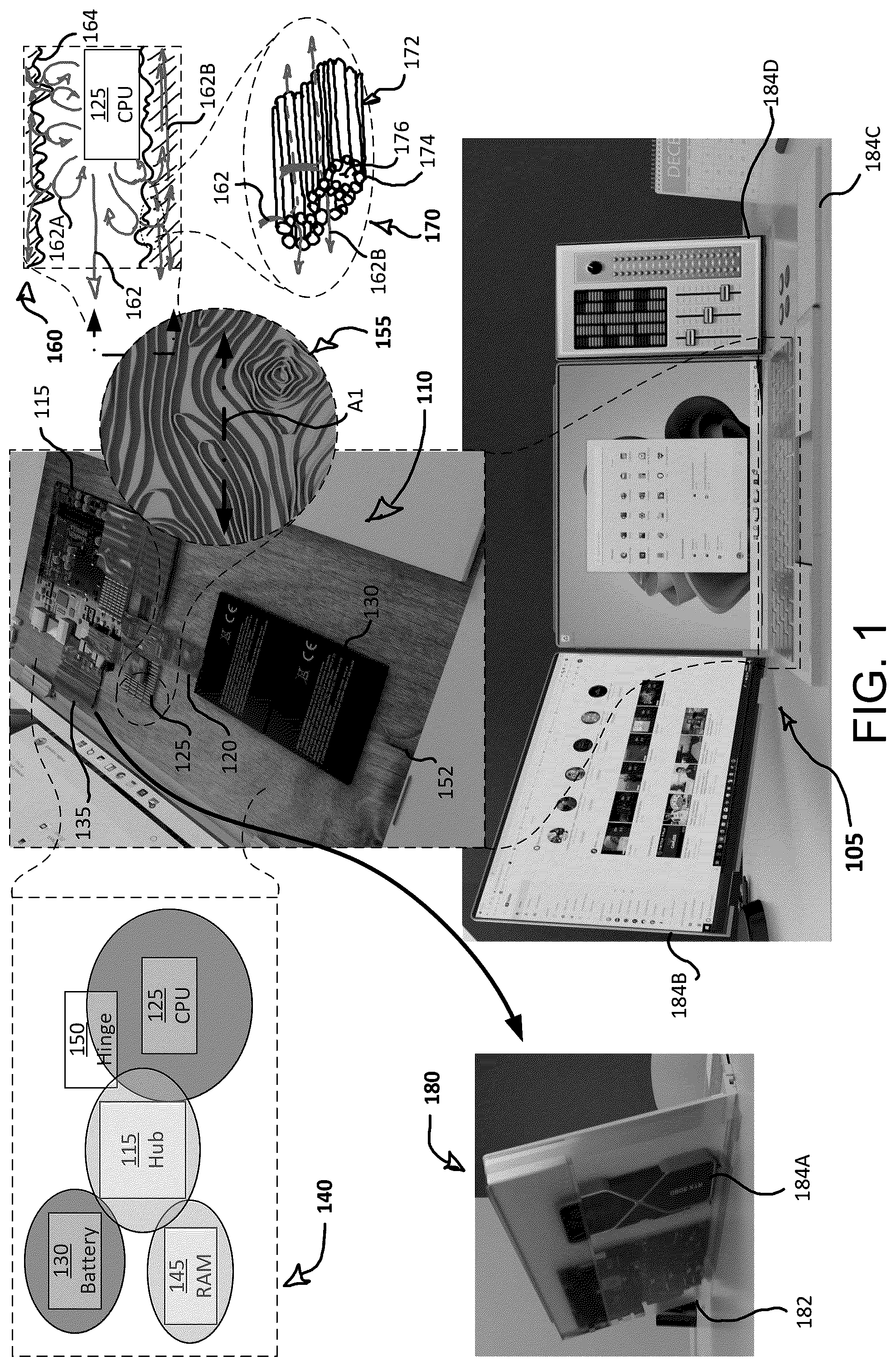 Patent US12324122 Figure 1 – Portable autonomously powered computer with thermally separated heat energy sources in vorticity-inducing cavity