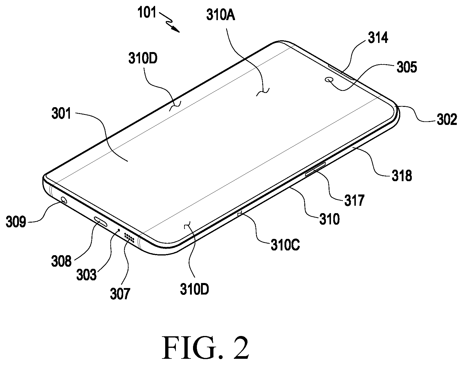 Patent US12324136 Figure 2 – Electronic device including contact structure of camera module