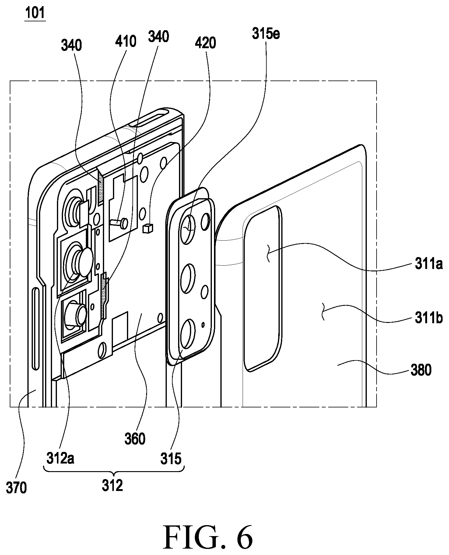 Patent US12324136 Figure 6 – Electronic device including contact structure of camera module