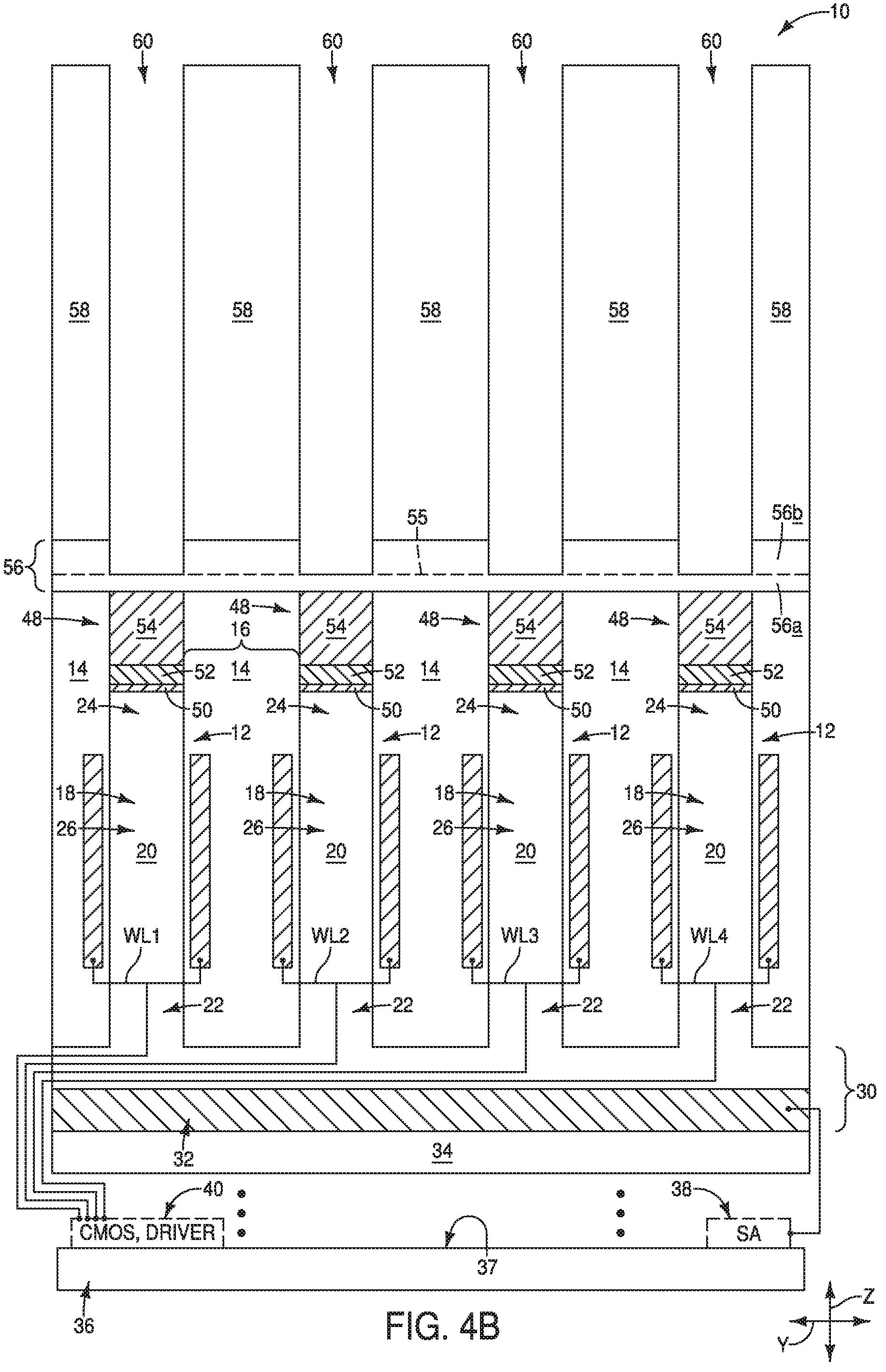 Patent US12324143 Figure 6 – Methods of utilizing etch-stop material during fabrication of capacitors, integrated assemblies comprising capacitors