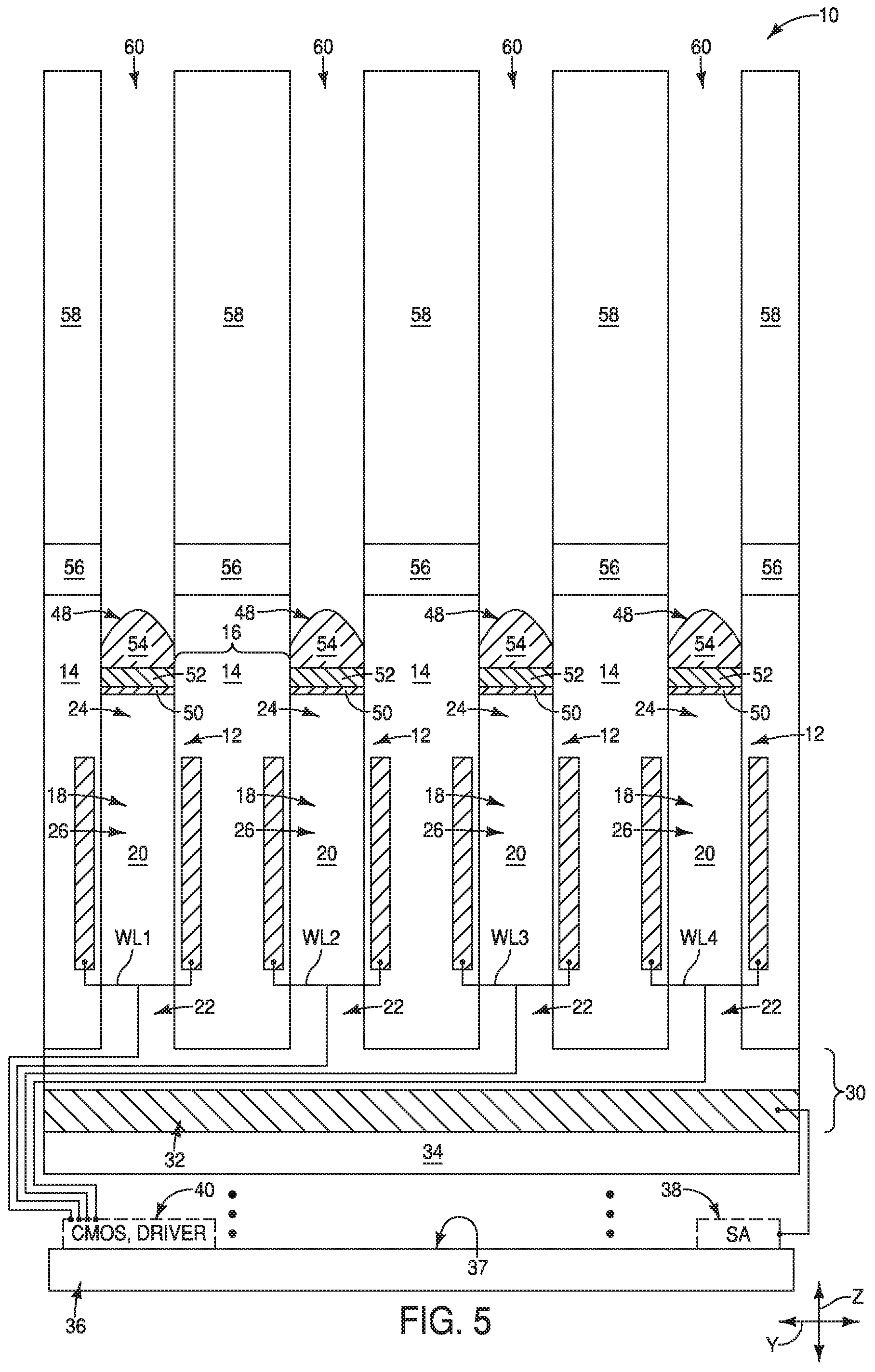 Patent US12324143 Figure 7 – Methods of utilizing etch-stop material during fabrication of capacitors, integrated assemblies comprising capacitors