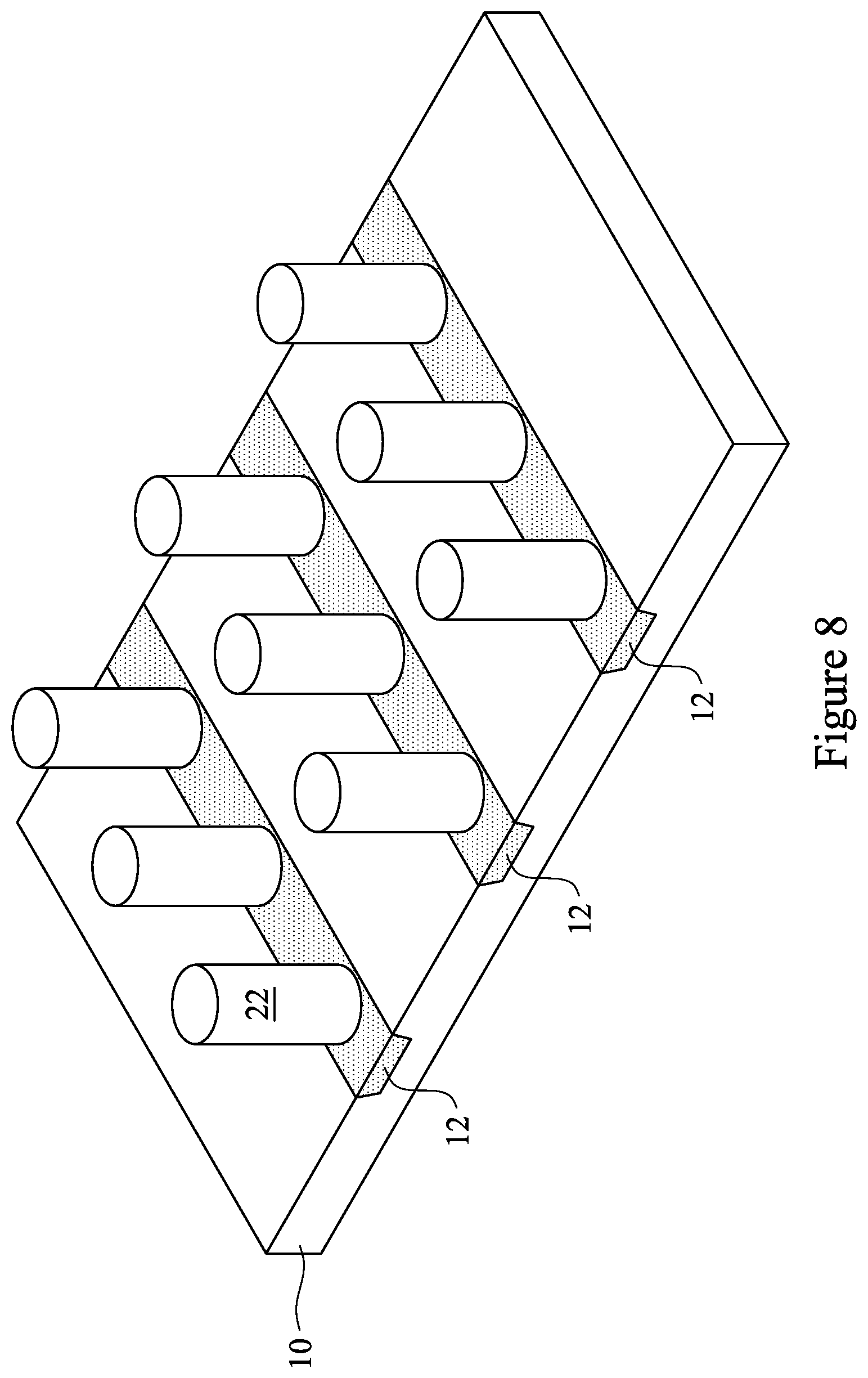 Patent US12324146 Figure 8 – Vertical DRAM structure and method of formation