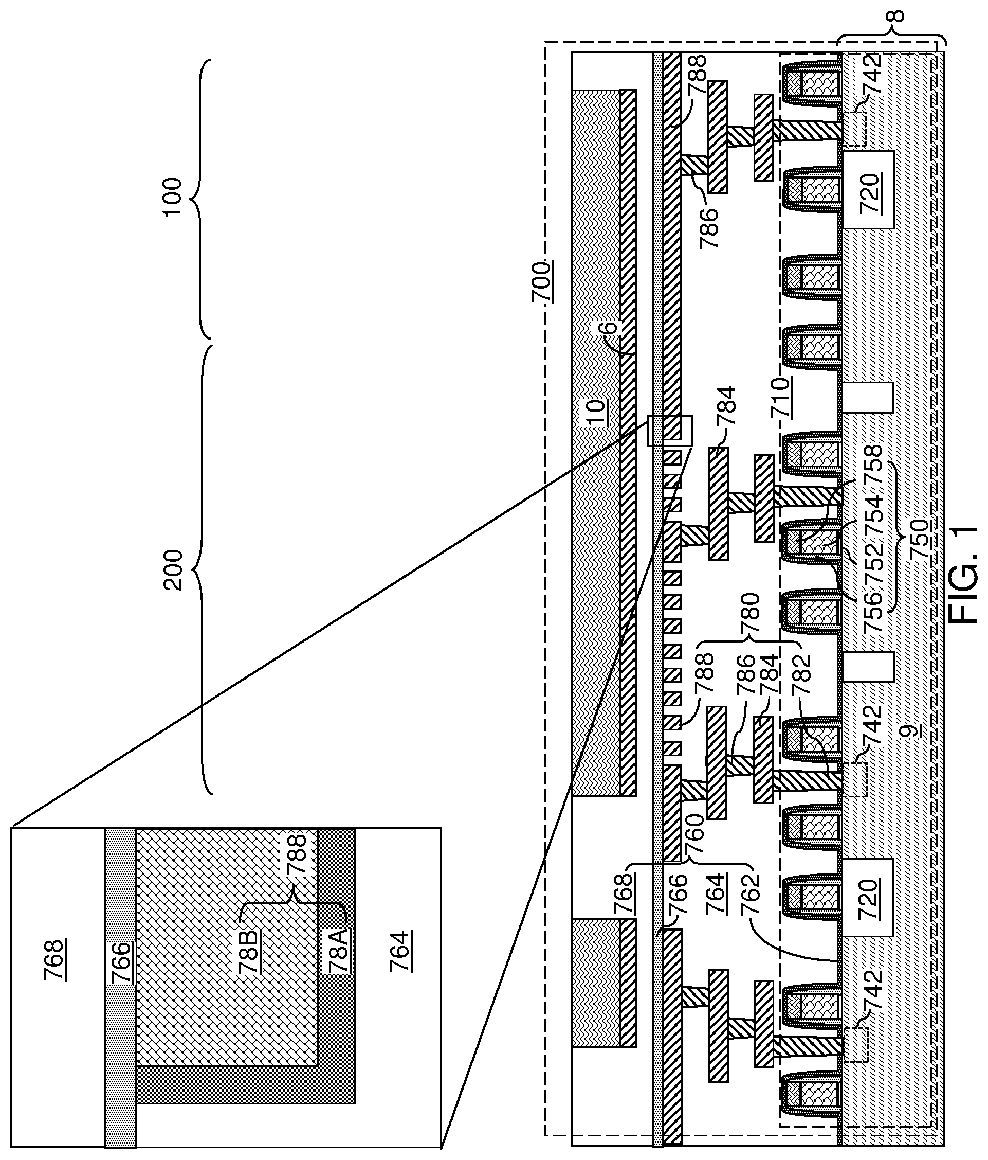 Patent US12324150 Figure 1 – Method of making a multi-tier memory device with rounded joint structures