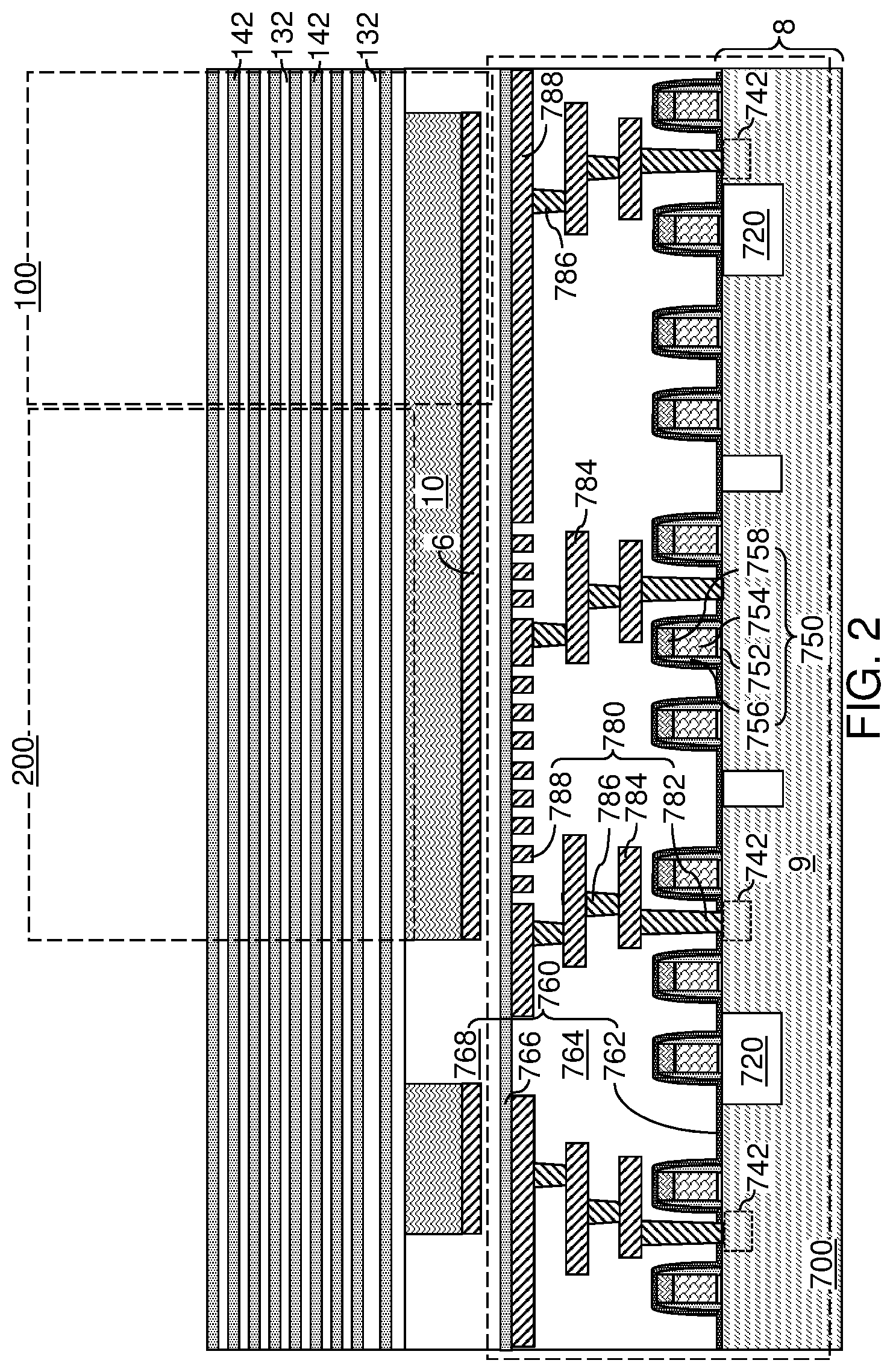 Patent US12324150 Figure 2 – Method of making a multi-tier memory device with rounded joint structures