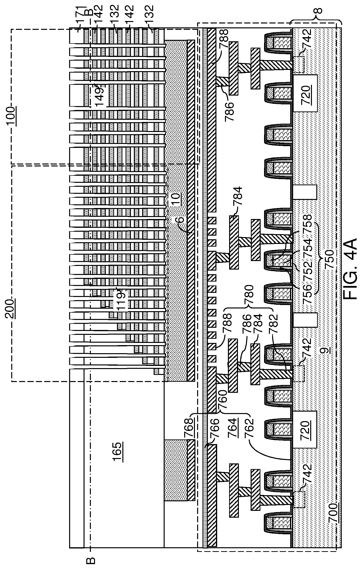Patent US12324150 Figure 4 – Method of making a multi-tier memory device with rounded joint structures