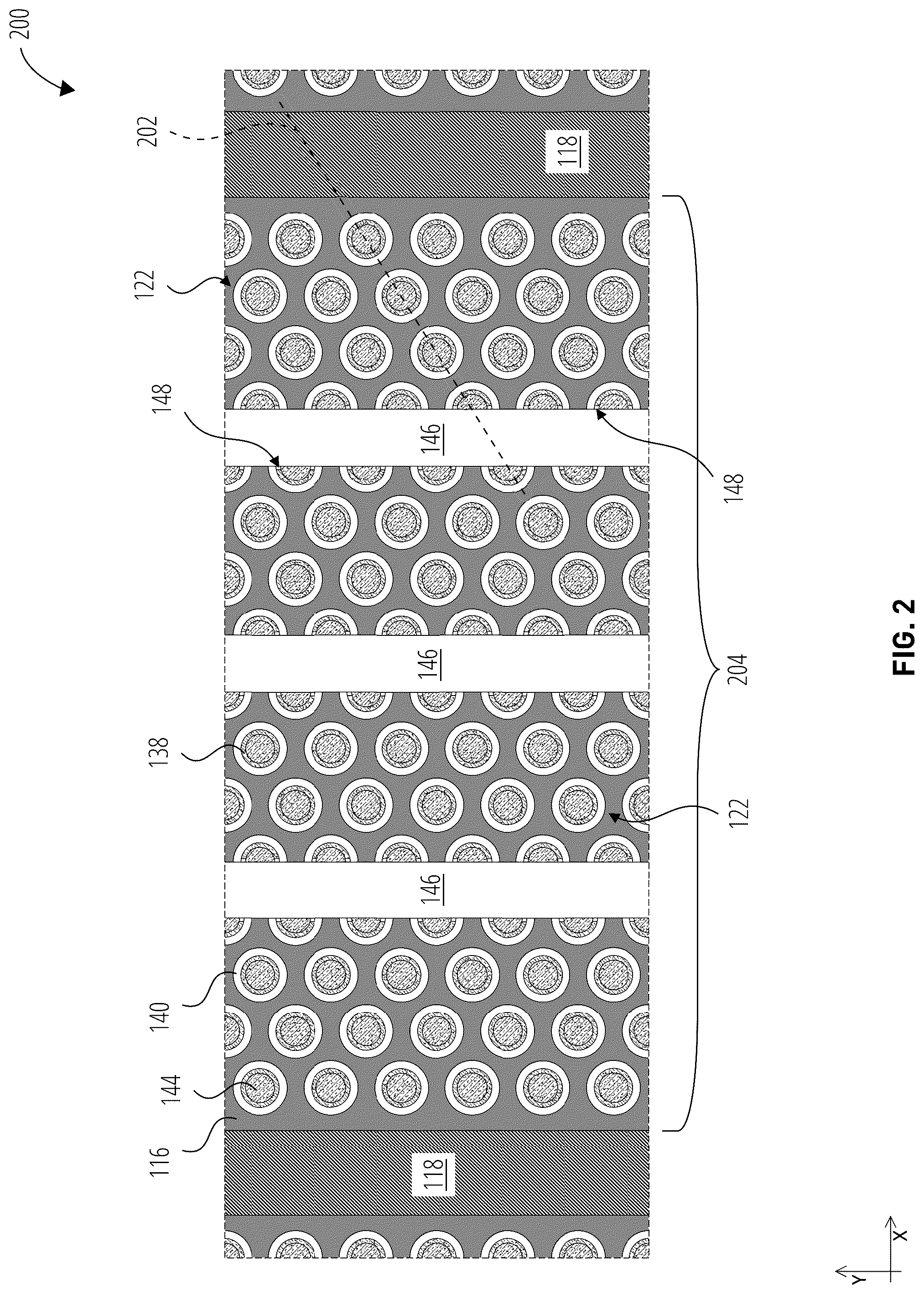 Patent US12324154 Figure 2 – Microelectronic devices including pillars with partially-circular upper portions and circular lower portions, and related methods