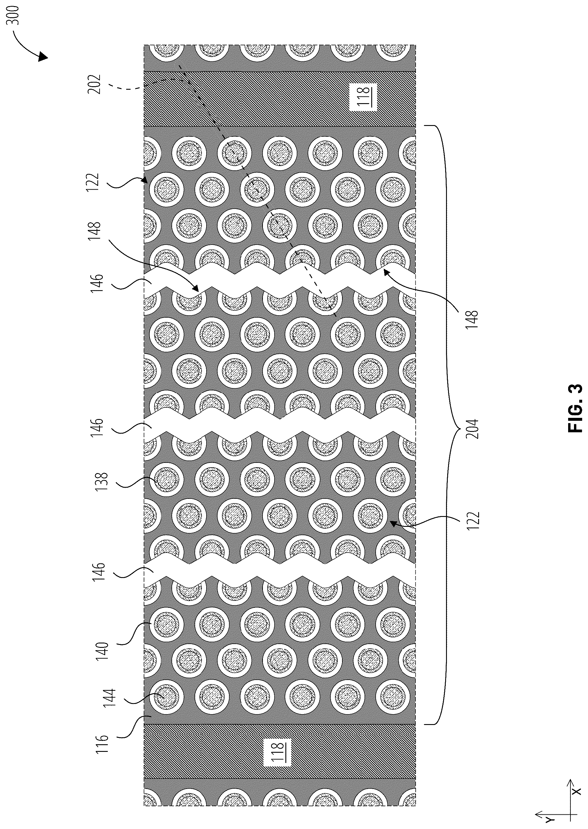Patent US12324154 Figure 3 – Microelectronic devices including pillars with partially-circular upper portions and circular lower portions, and related methods