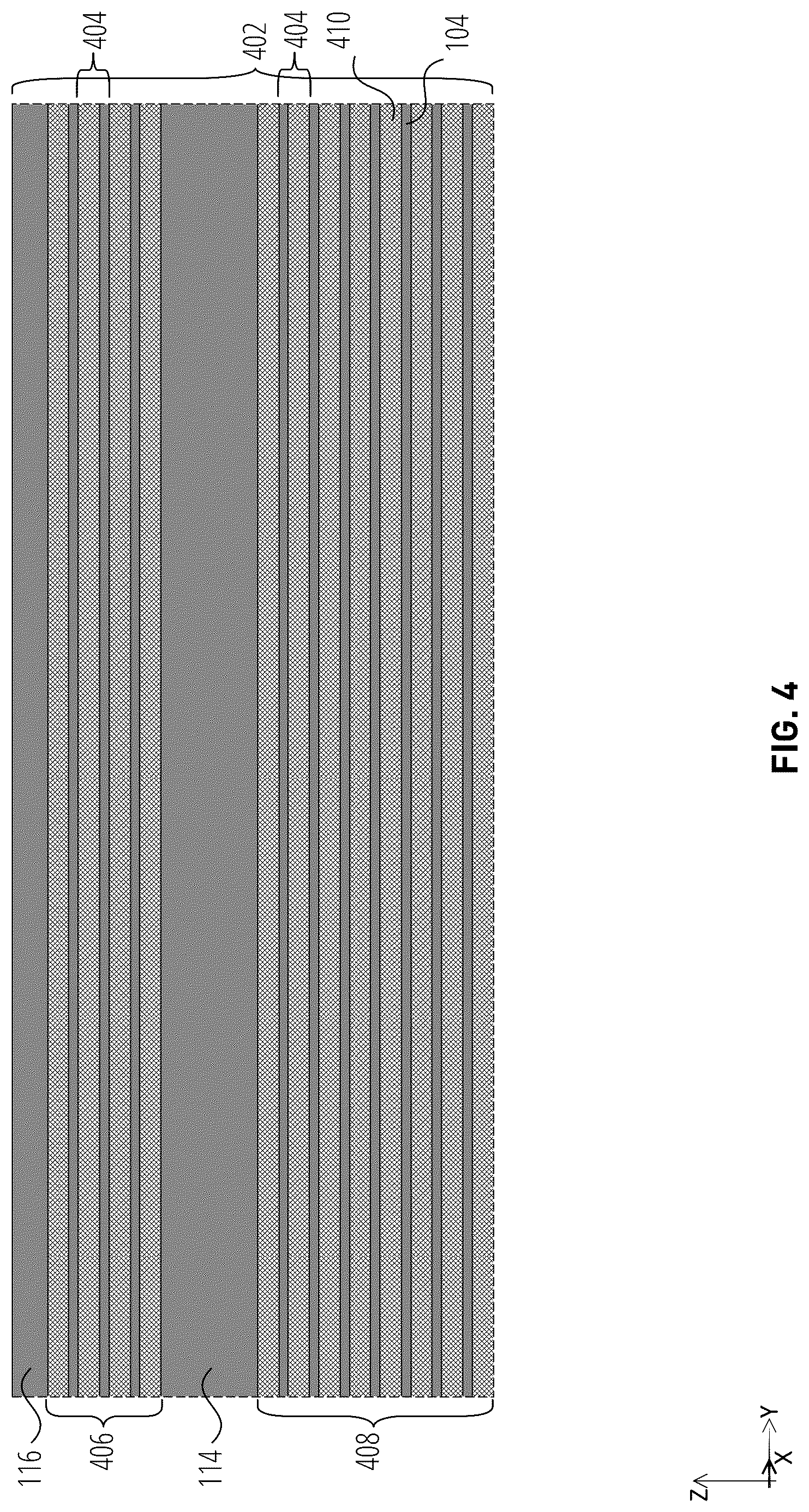 Patent US12324154 Figure 4 – Microelectronic devices including pillars with partially-circular upper portions and circular lower portions, and related methods