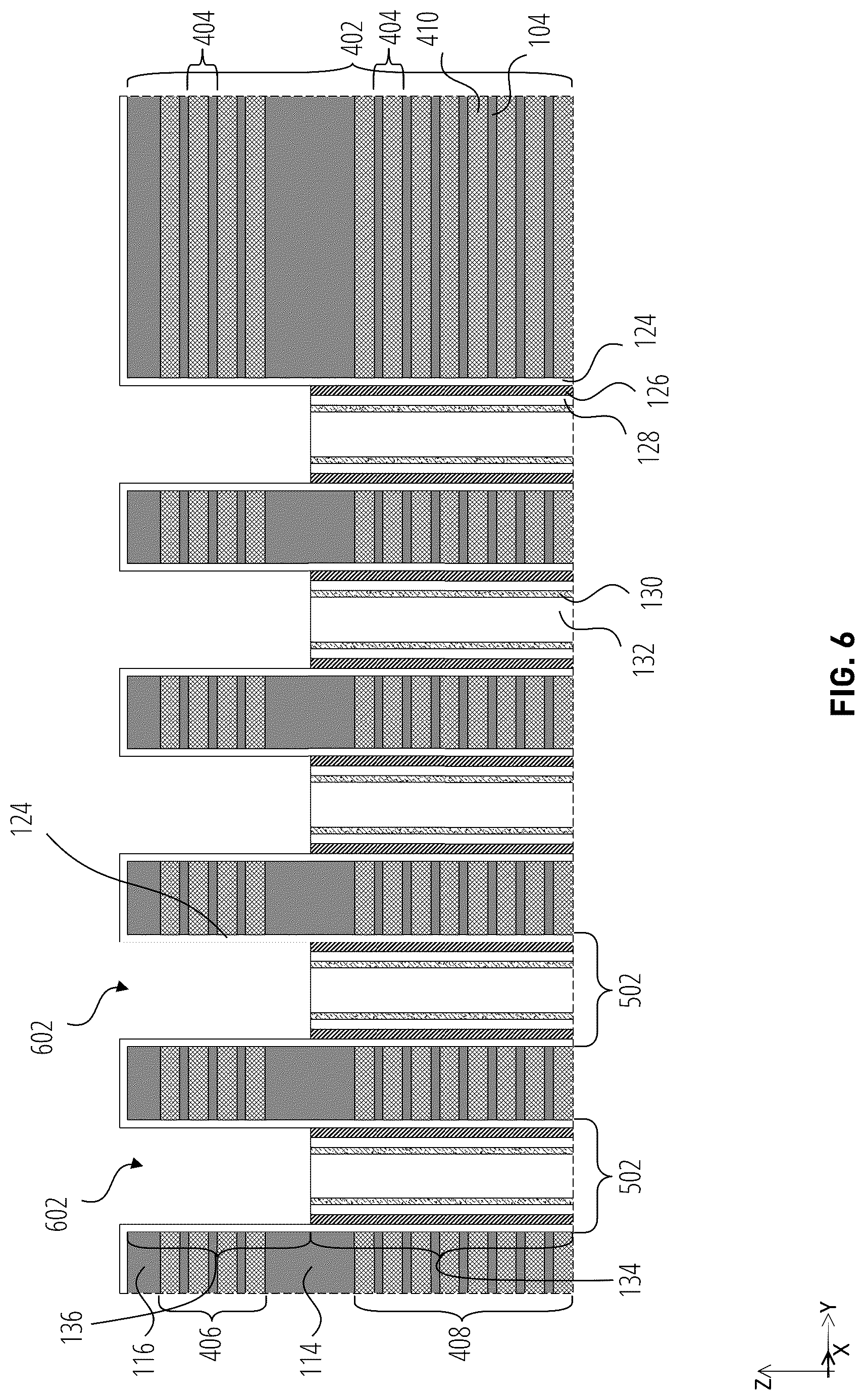 Patent US12324154 Figure 6 – Microelectronic devices including pillars with partially-circular upper portions and circular lower portions, and related methods