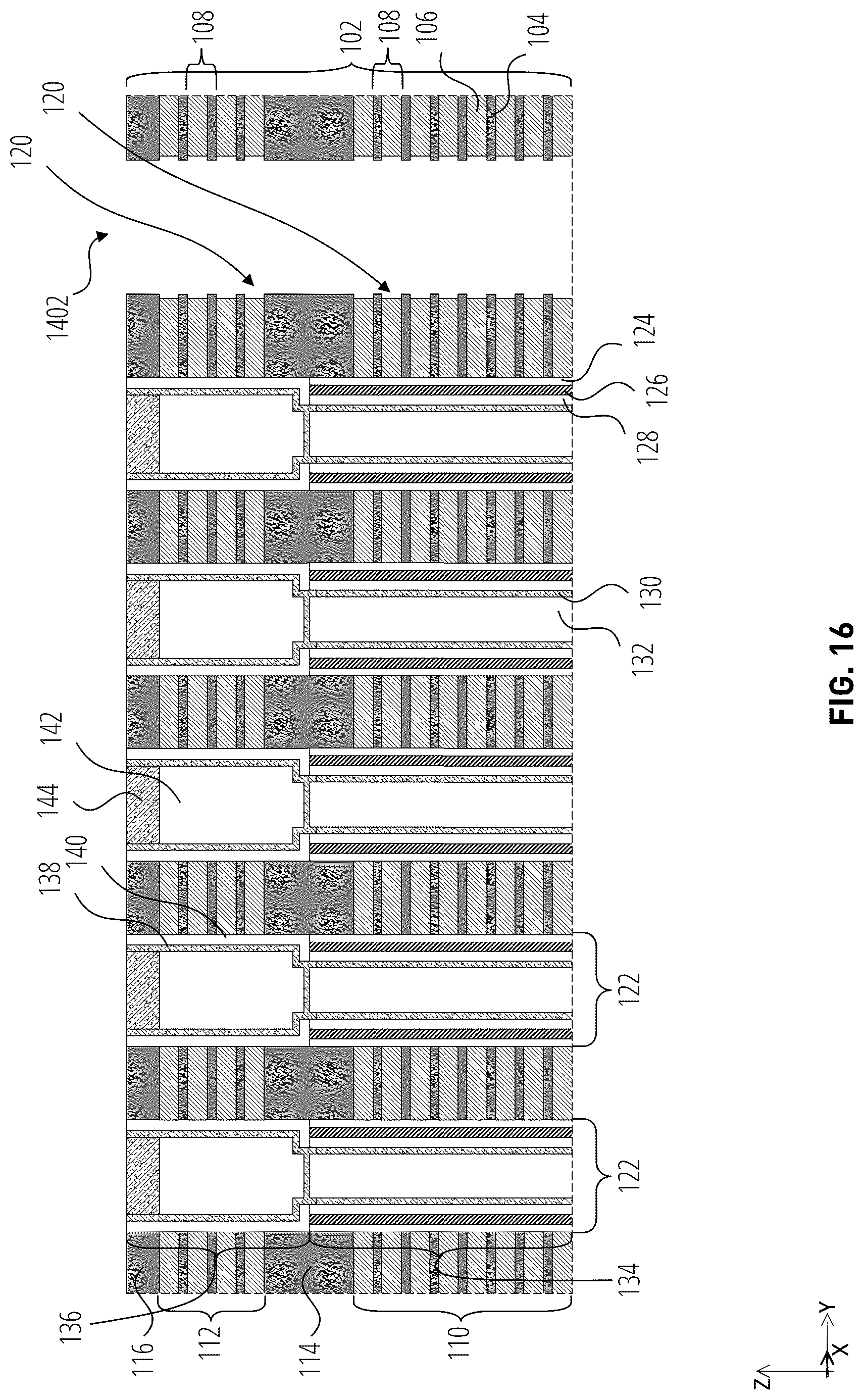 Patent US12324154 Figure 16 – Microelectronic devices including pillars with partially-circular upper portions and circular lower portions, and related methods