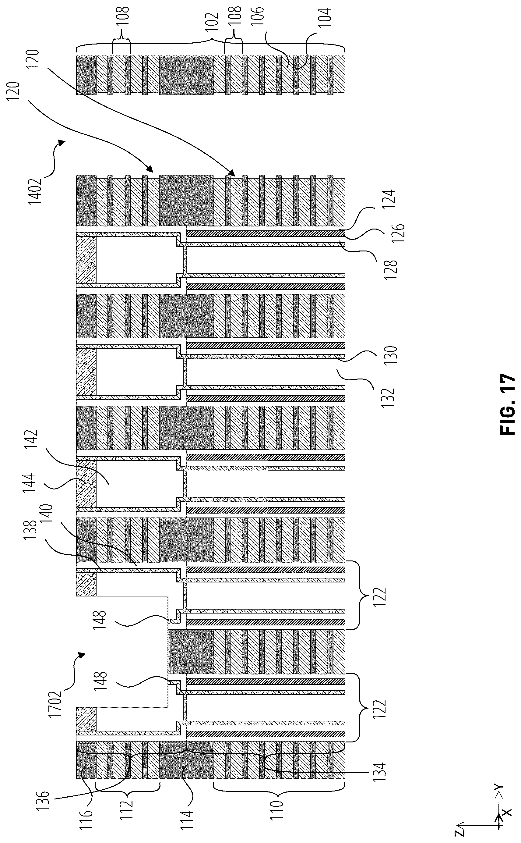 Patent US12324154 Figure 17 – Microelectronic devices including pillars with partially-circular upper portions and circular lower portions, and related methods