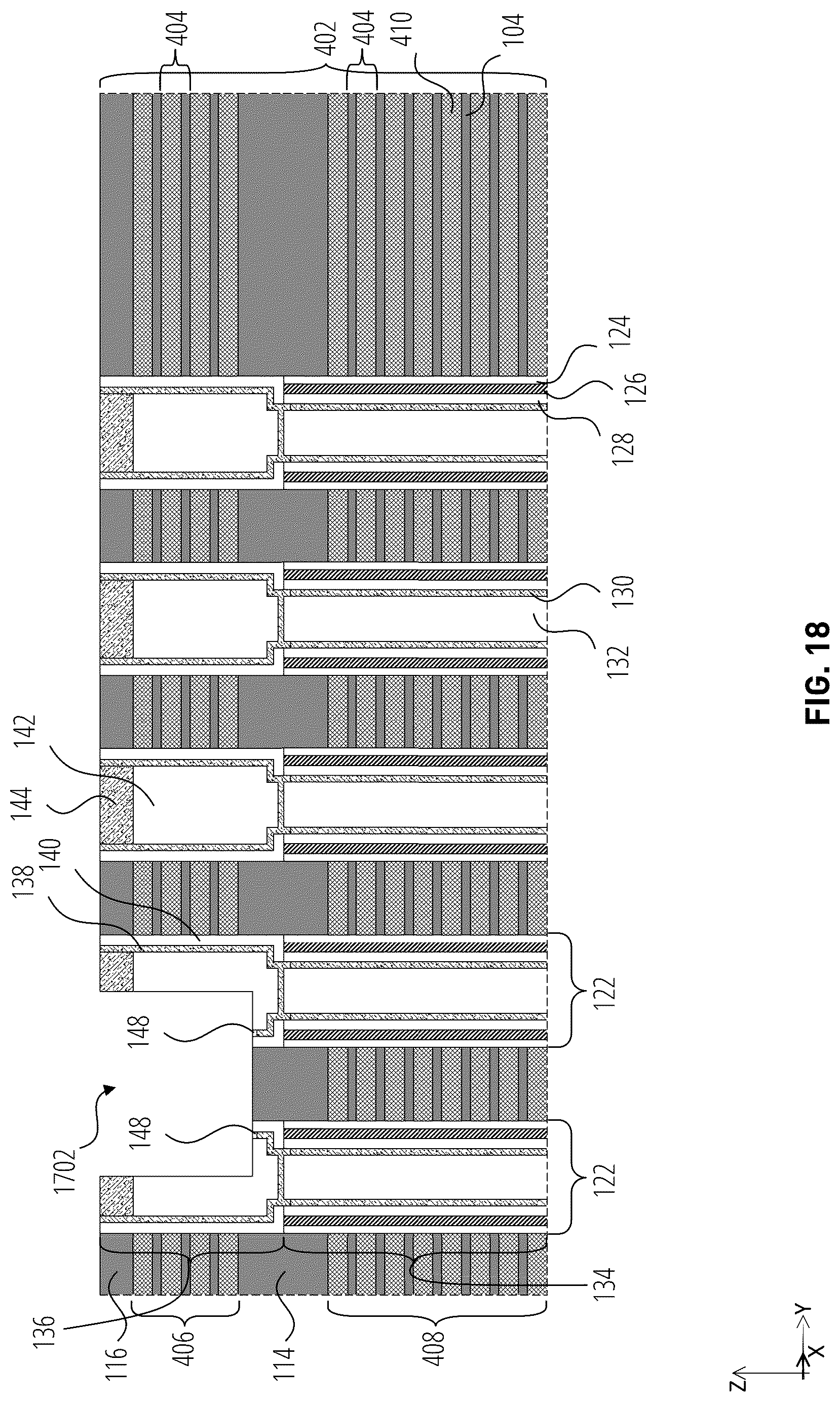 Patent US12324154 Figure 18 – Microelectronic devices including pillars with partially-circular upper portions and circular lower portions, and related methods