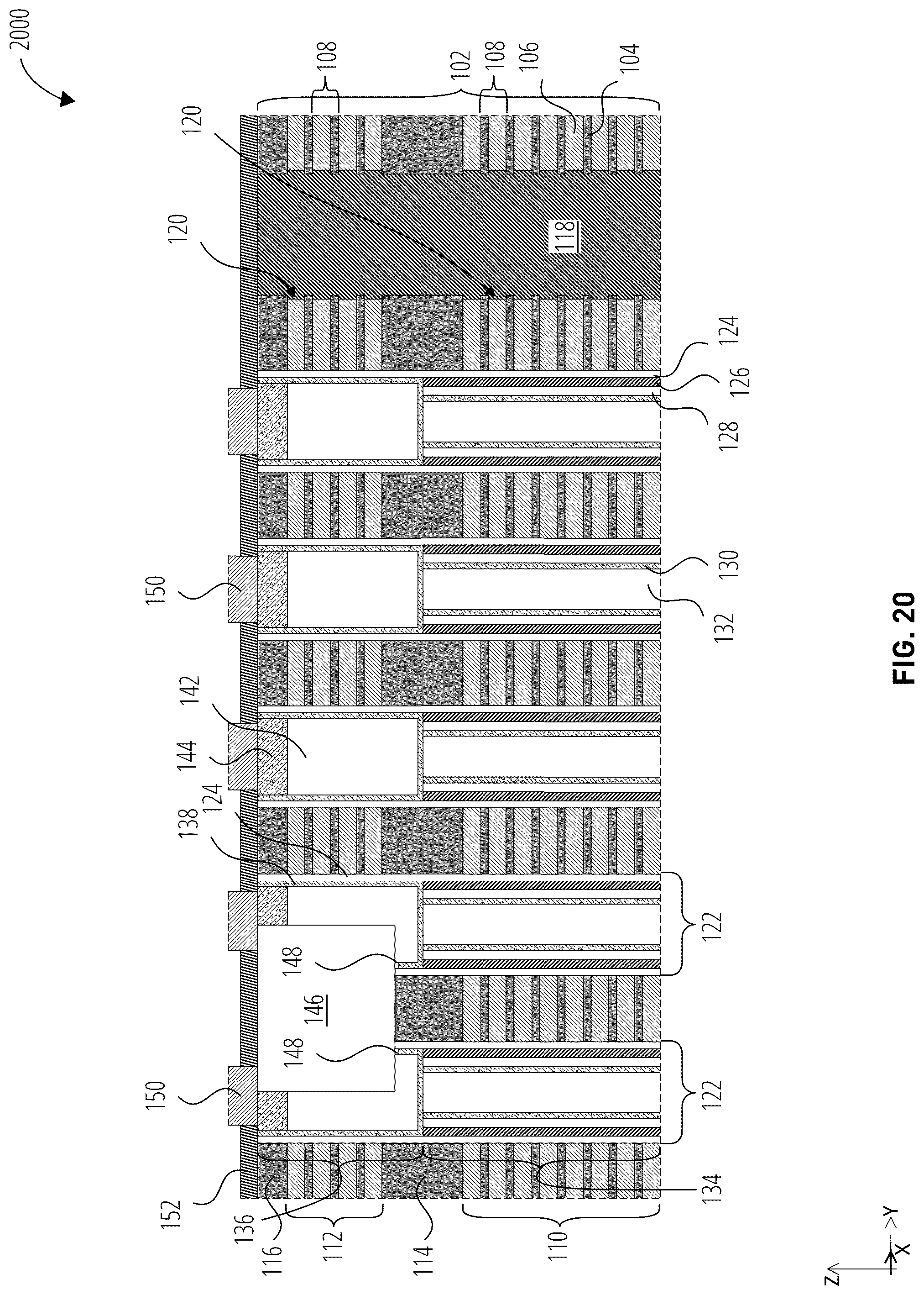 Patent US12324154 Figure 20 – Microelectronic devices including pillars with partially-circular upper portions and circular lower portions, and related methods