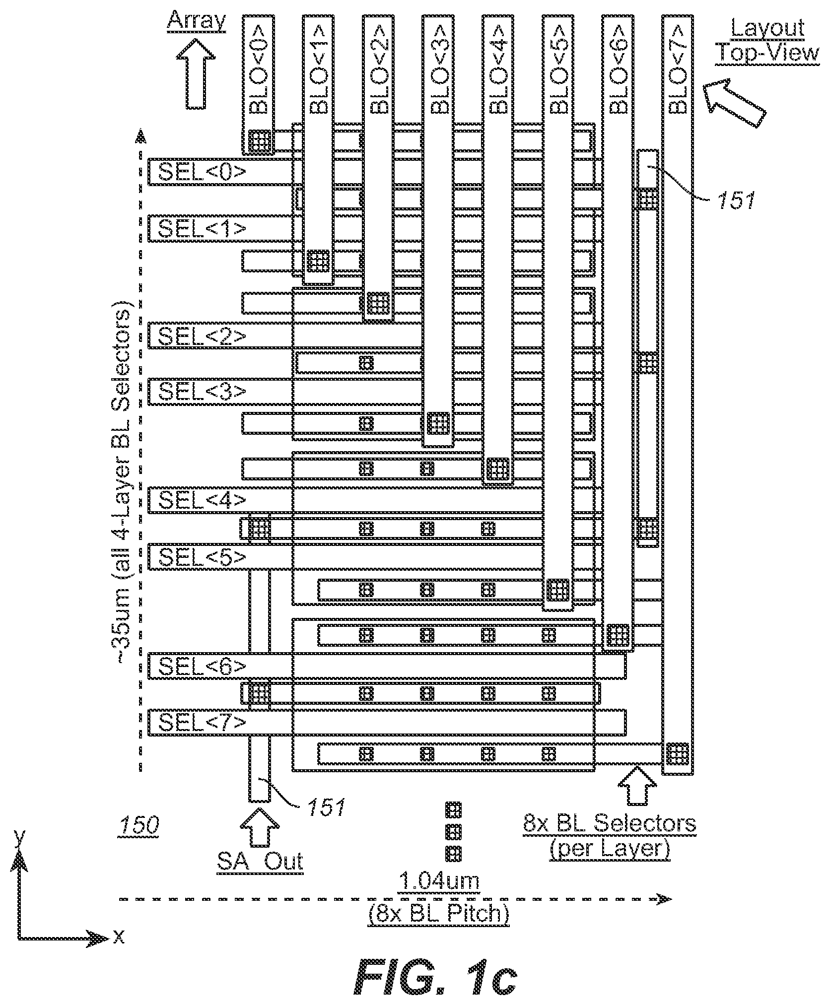 Patent US12324159 Figure 3 – Vertical thin-film transistor and application as bit-line connector for 3-dimensional memory arrays