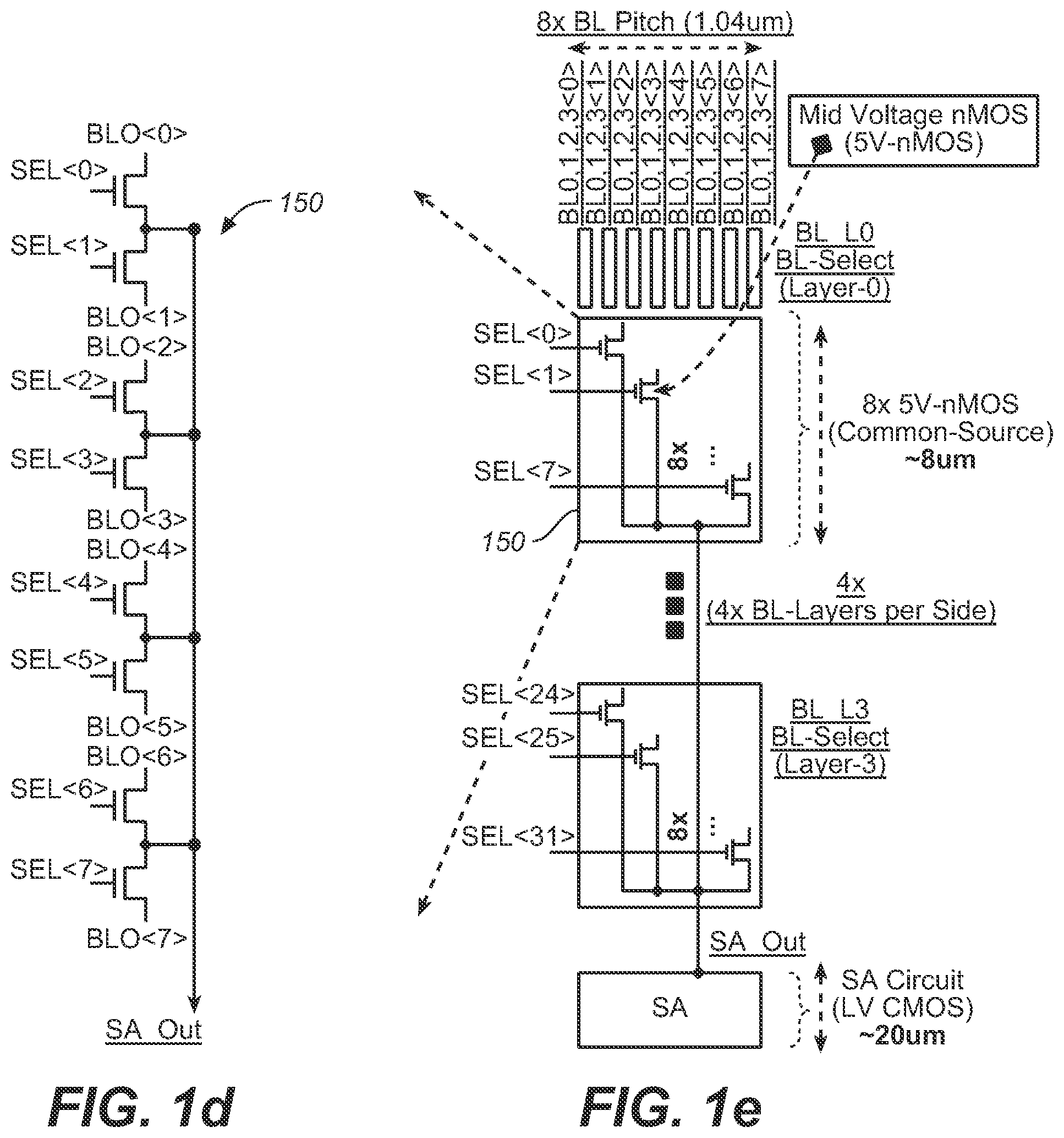 Patent US12324159 Figure 4 – Vertical thin-film transistor and application as bit-line connector for 3-dimensional memory arrays