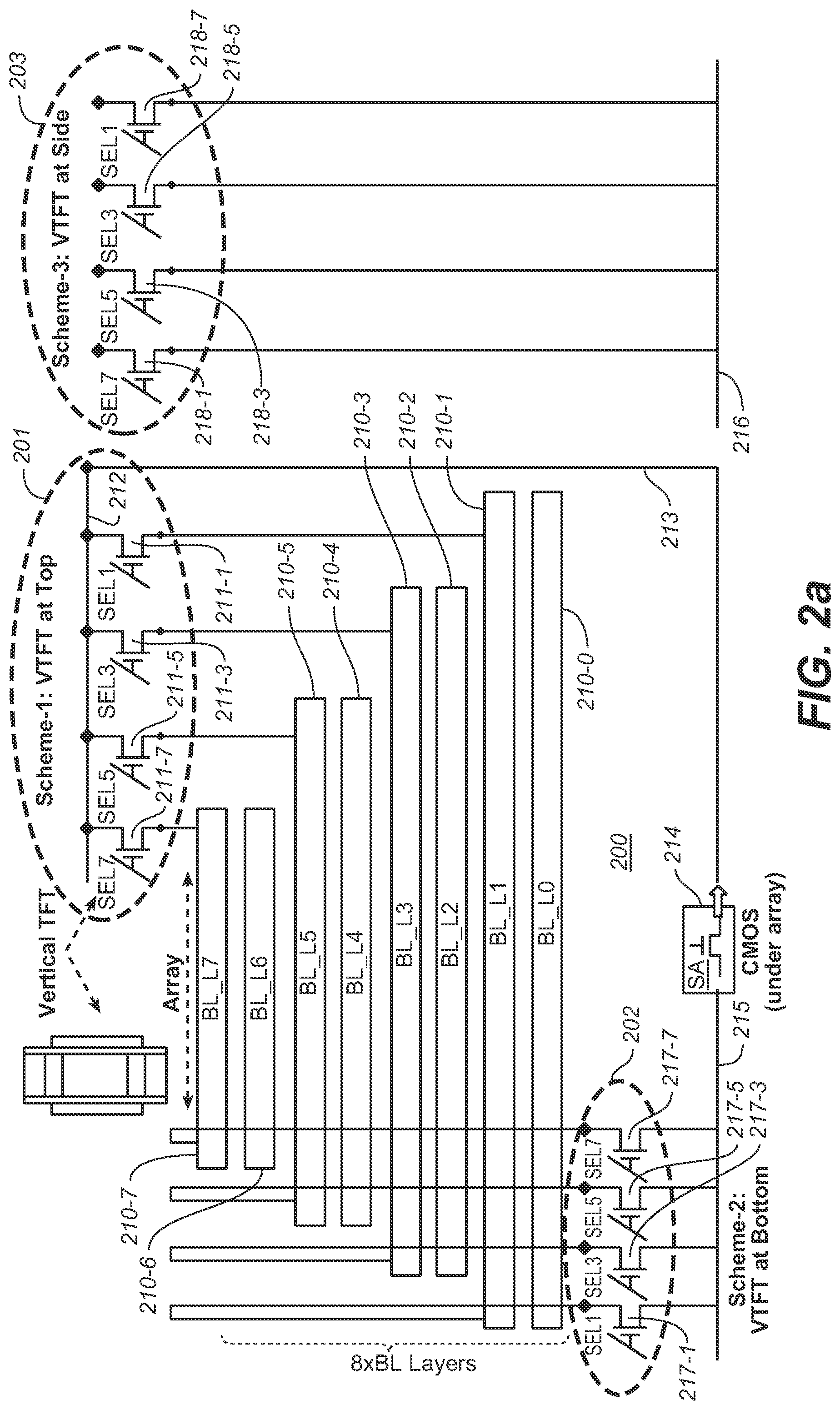 Patent US12324159 Figure 5 – Vertical thin-film transistor and application as bit-line connector for 3-dimensional memory arrays
