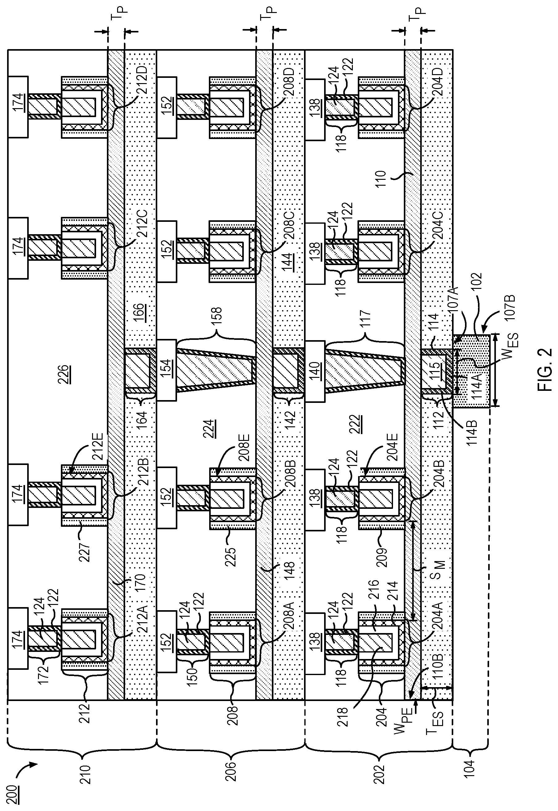 Patent US12324162 Figure 4 – Stacked capacitors with shared electrodes and methods of fabrication