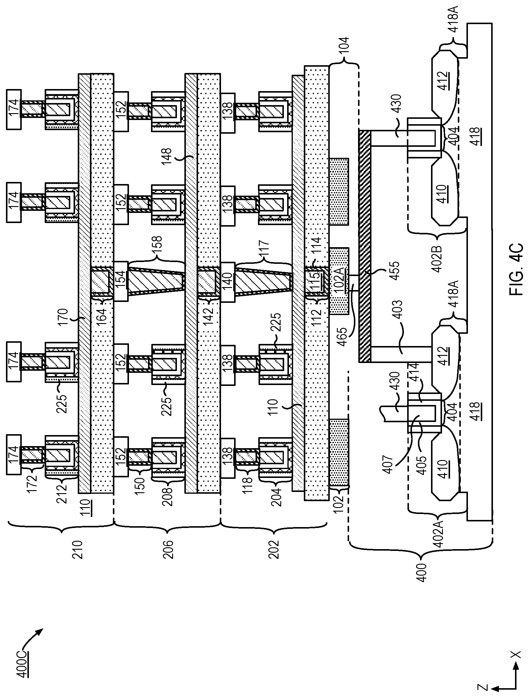 Patent US12324162 Figure 7 – Stacked capacitors with shared electrodes and methods of fabrication