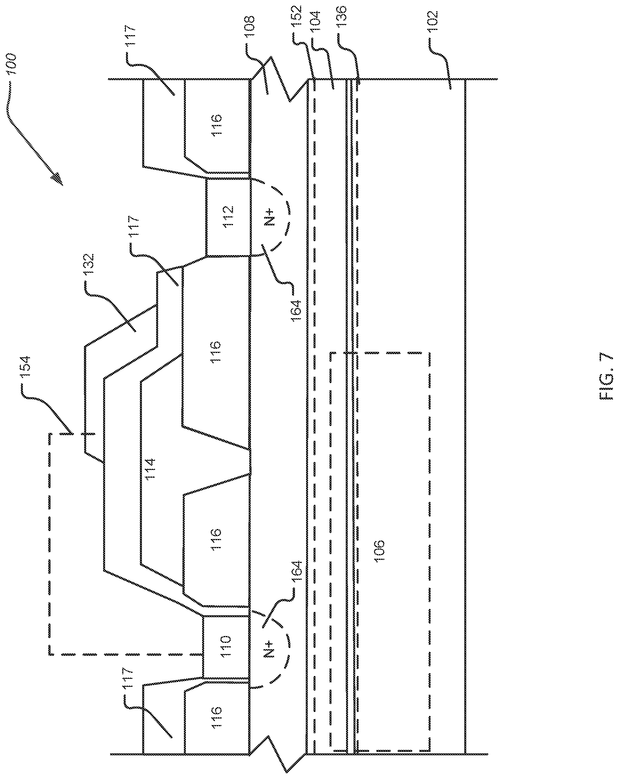 Patent US12324179 Figure 7 – Group III-nitride high-electron mobility transistors with a buried metallic conductive material layer and process for making the same