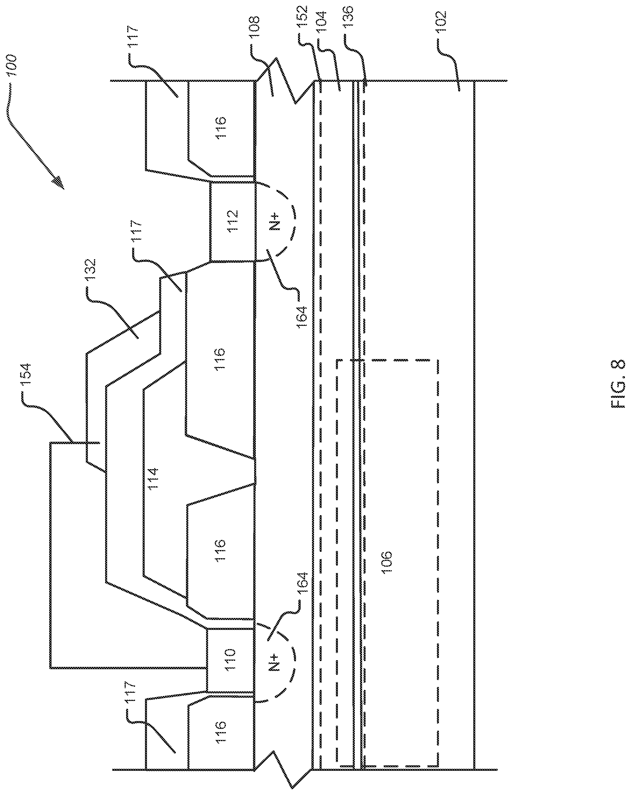Patent US12324179 Figure 8 – Group III-nitride high-electron mobility transistors with a buried metallic conductive material layer and process for making the same