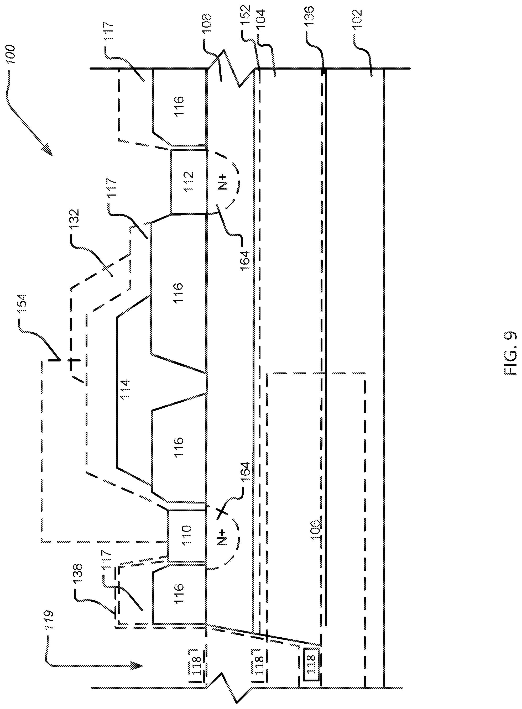 Patent US12324179 Figure 9 – Group III-nitride high-electron mobility transistors with a buried metallic conductive material layer and process for making the same