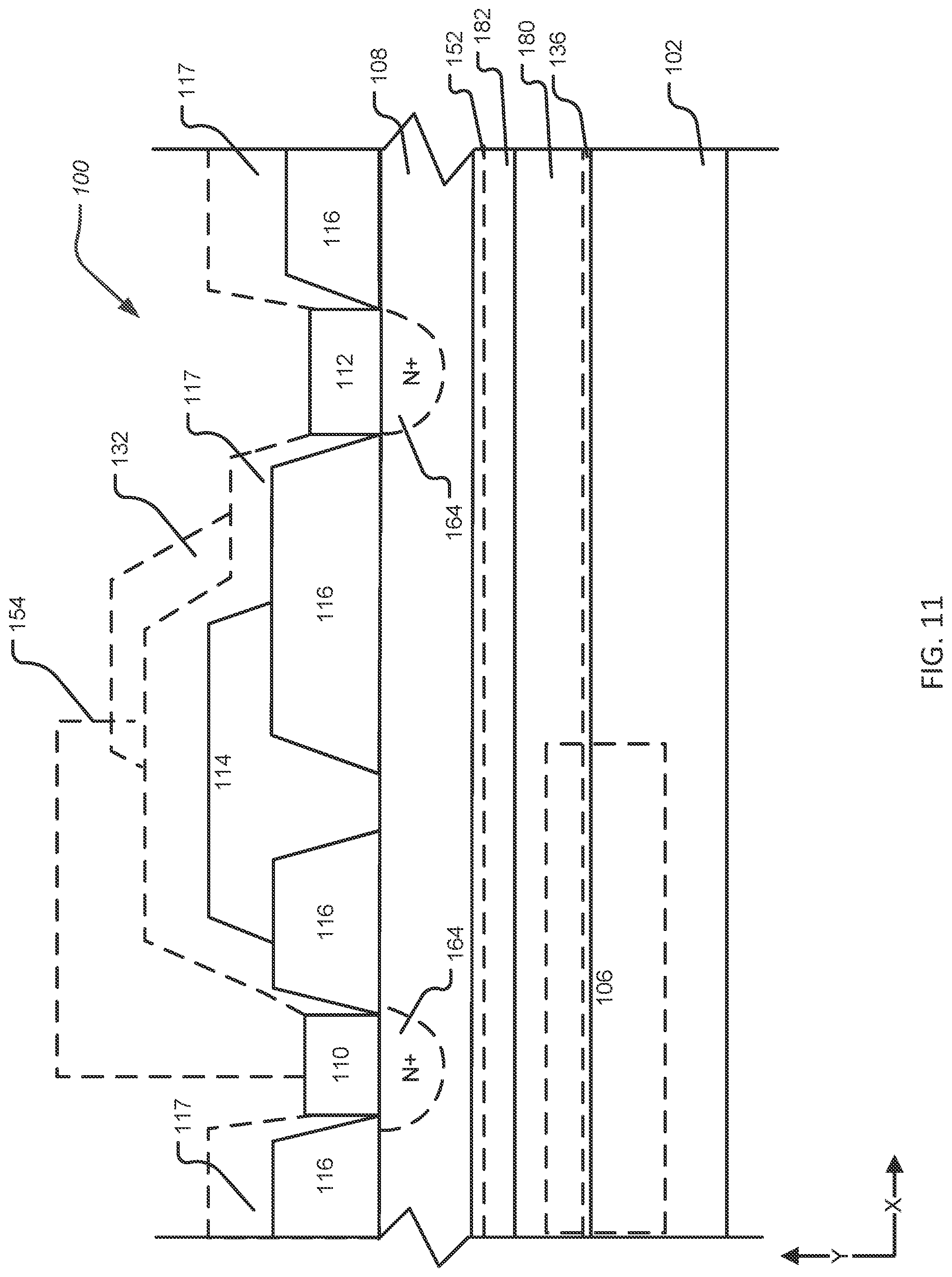 Patent US12324179 Figure 11 – Group III-nitride high-electron mobility transistors with a buried metallic conductive material layer and process for making the same