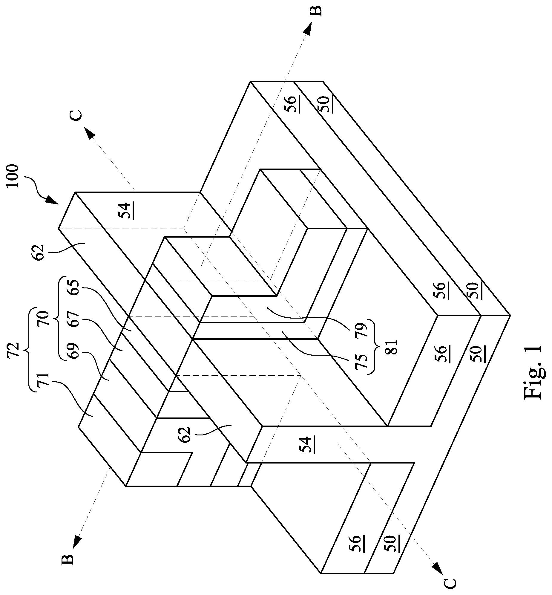 Patent US12324183 Figure 1 – Self-aligned unsymmetrical gate (SAUG) FinFET and methods of forming the same