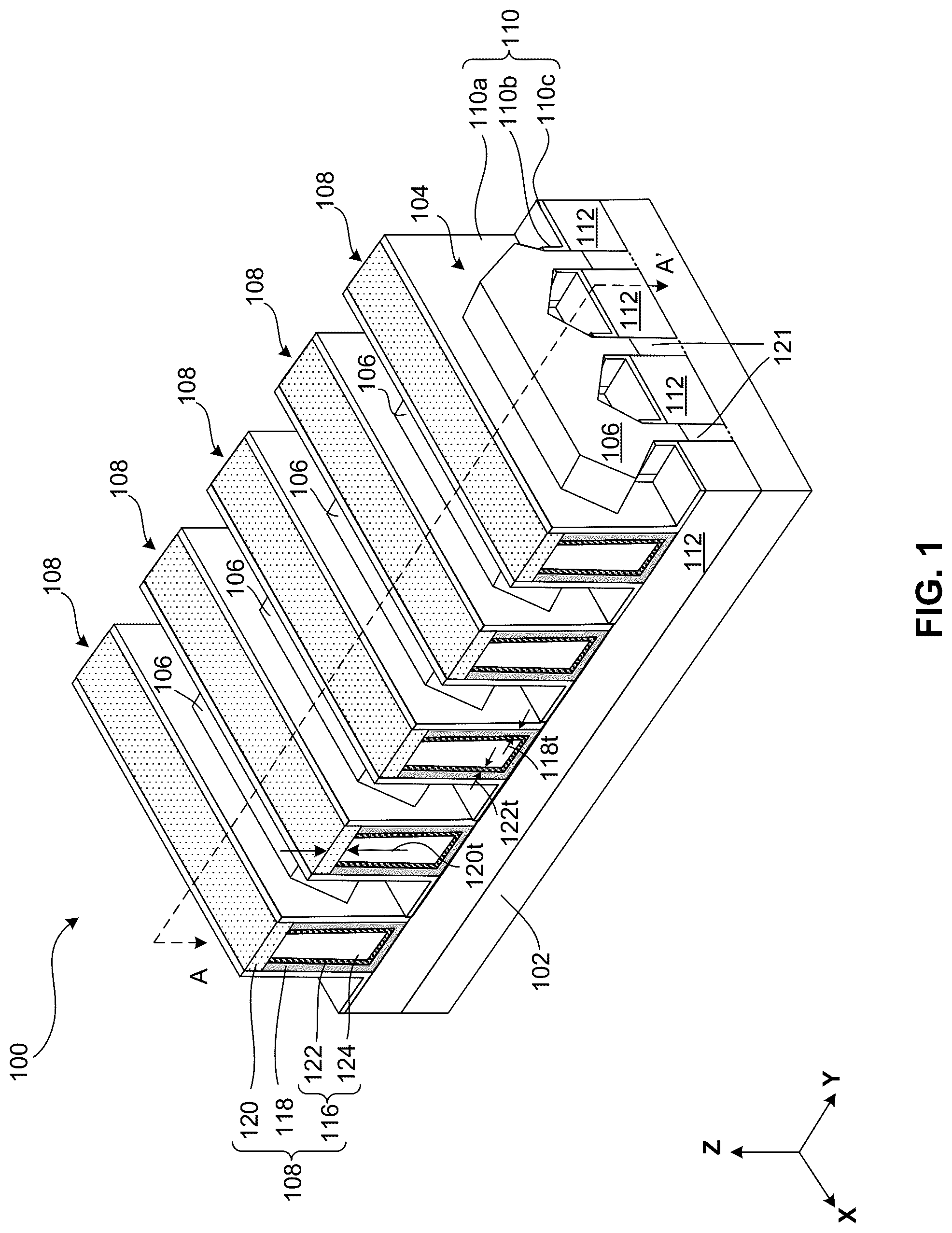 Patent US12324200 — Seal material for air gaps in semiconductor devices — Figure 1