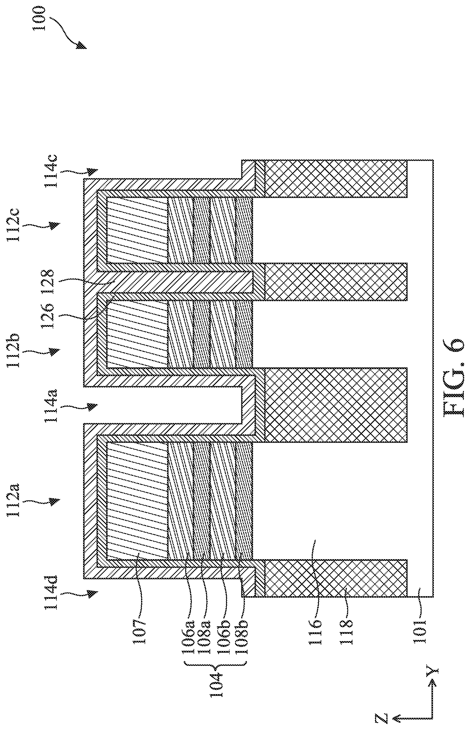 Patent US12324229 Figure 6 – Semiconductor device structure including forksheet transistors and methods of forming the same