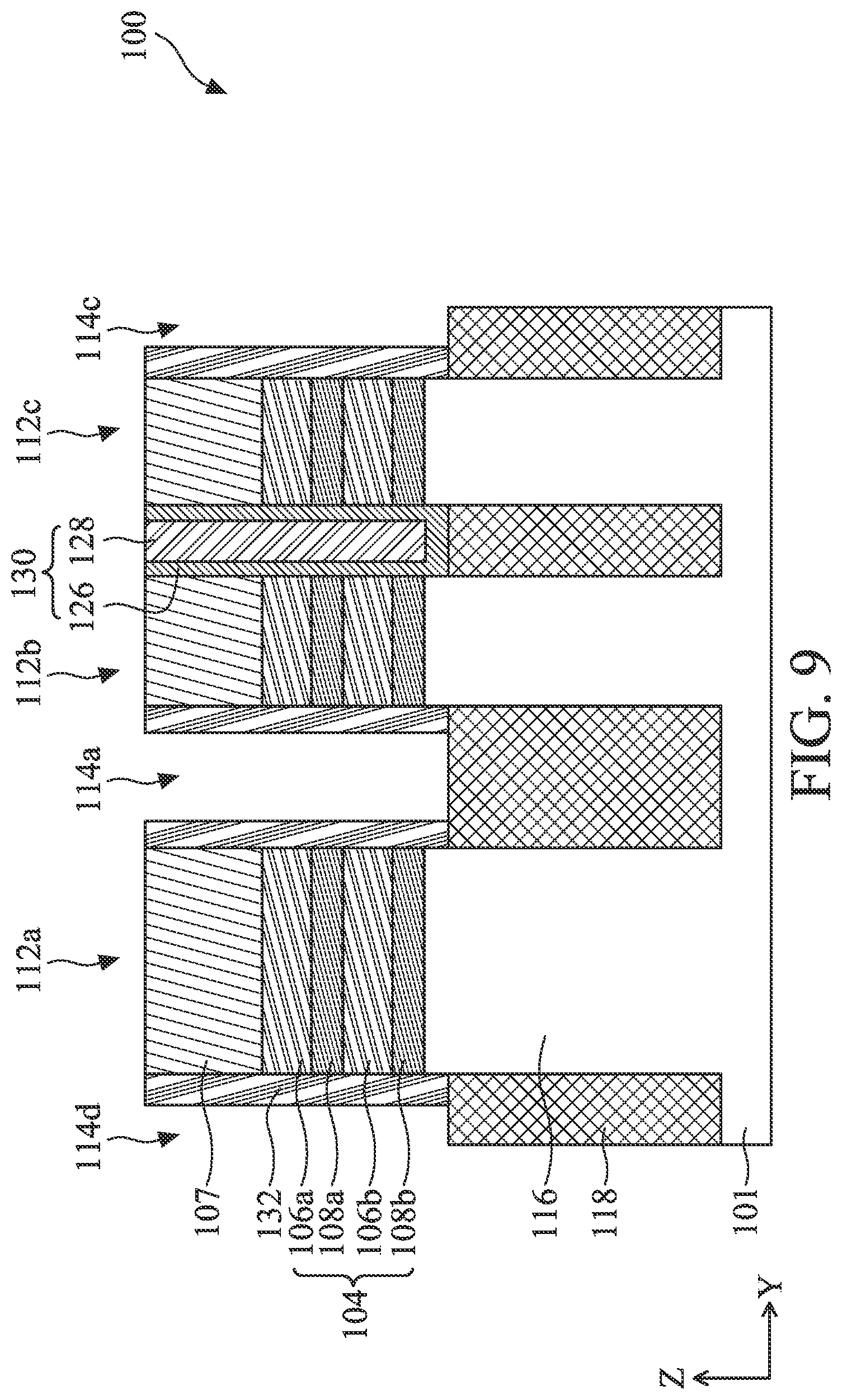 Patent US12324229 Figure 9 – Semiconductor device structure including forksheet transistors and methods of forming the same