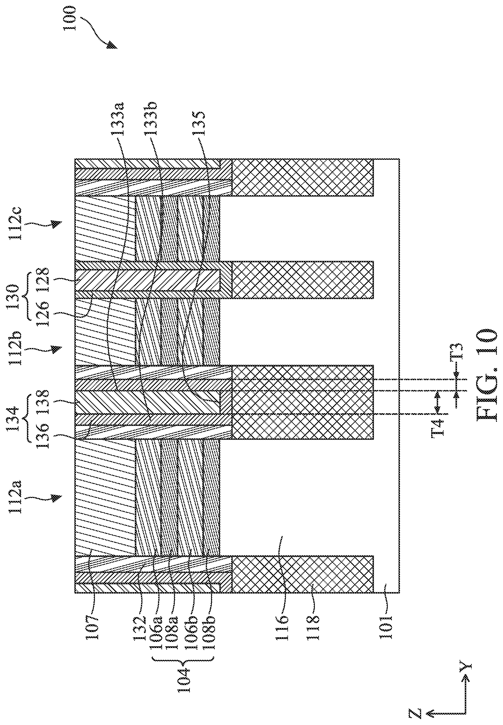 Patent US12324229 Figure 10 – Semiconductor device structure including forksheet transistors and methods of forming the same